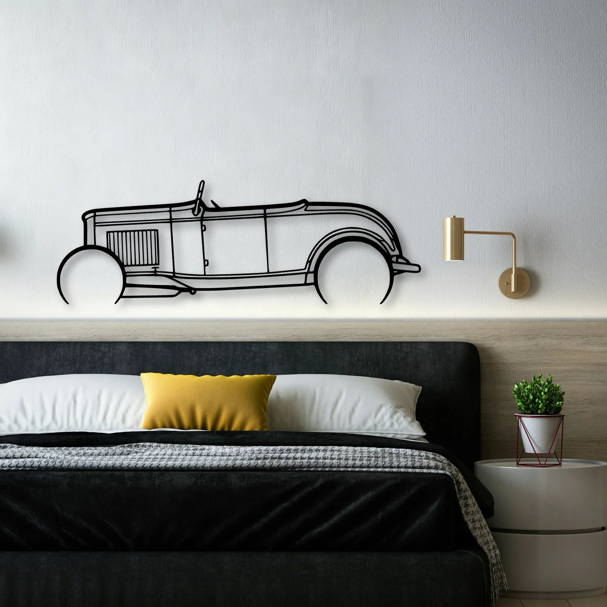 Roadster 1932 3 Classic Silhouette Metal Wall Art - Automotive Garage Decor