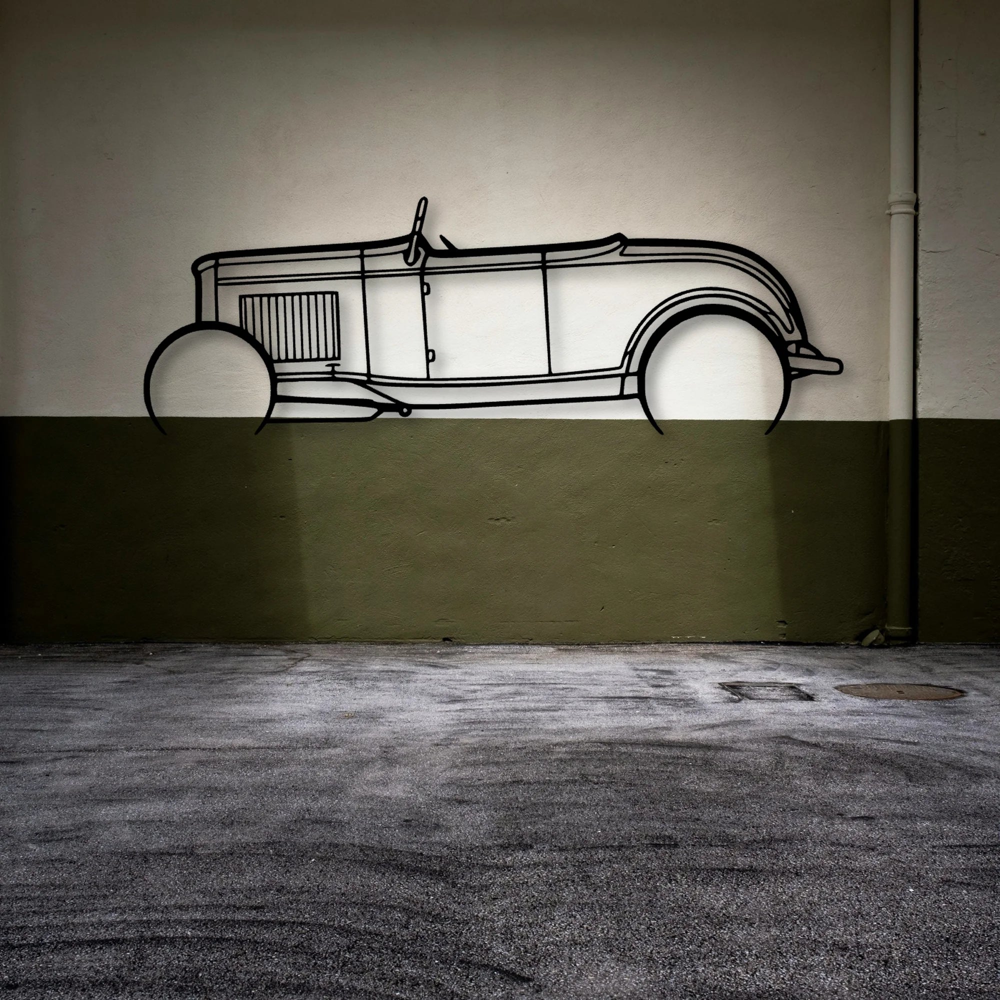 Roadster 1932 3 Classic Silhouette Metal Wall Art - Automotive Garage Decor