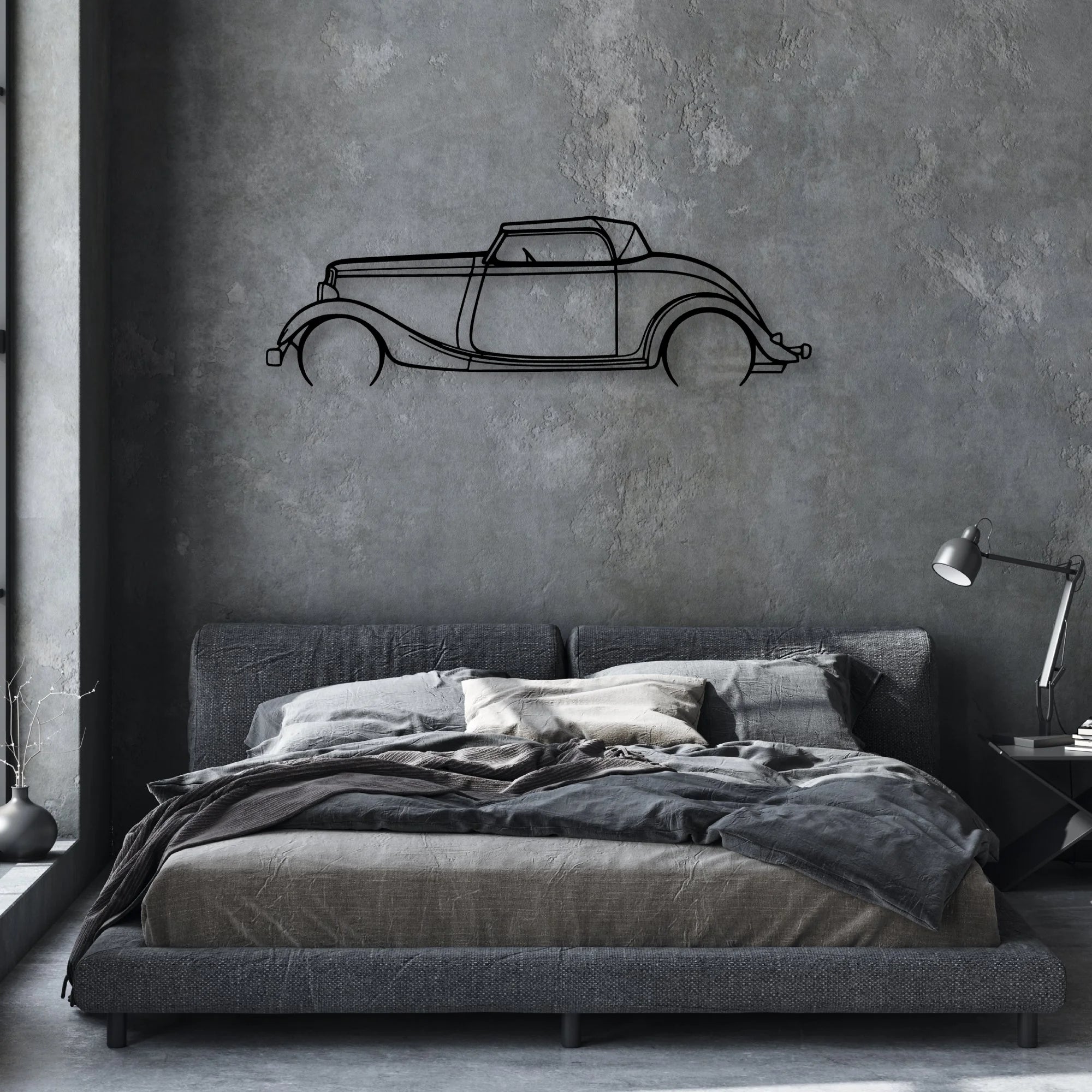 Roadster 1934 Classic Silhouette Metal Wall Art - Automotive Garage Decor