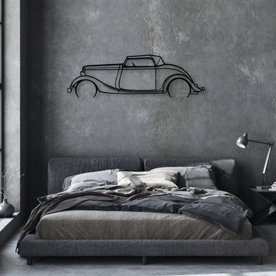 Roadster 1934 Classic Silhouette Metal Wall Art - Automotive Garage Decor