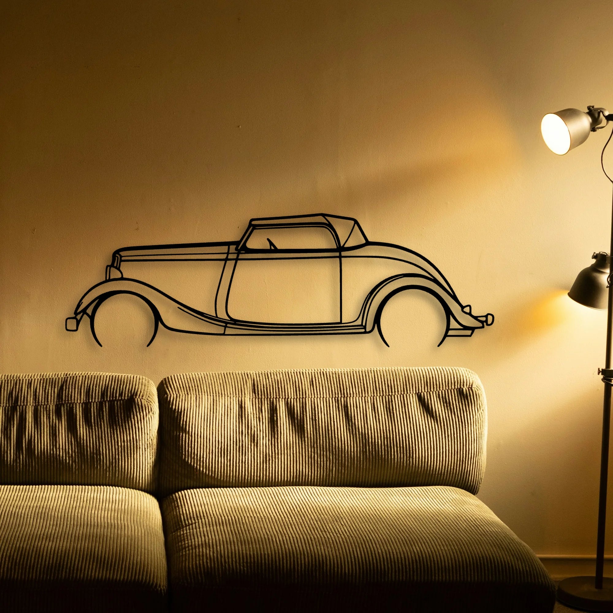 Roadster 1934 Classic Silhouette Metal Wall Art - Automotive Garage Decor