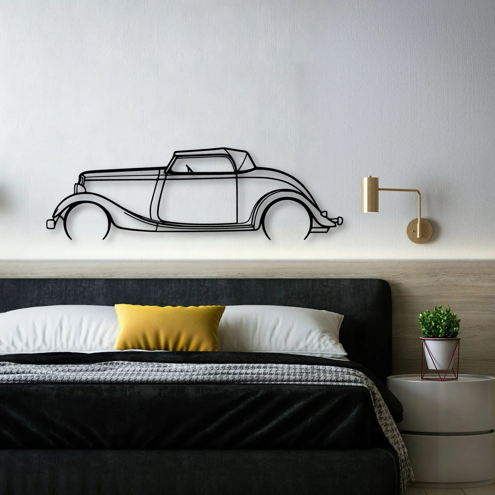 Roadster 1934 Classic Silhouette Metal Wall Art - Automotive Garage Decor
