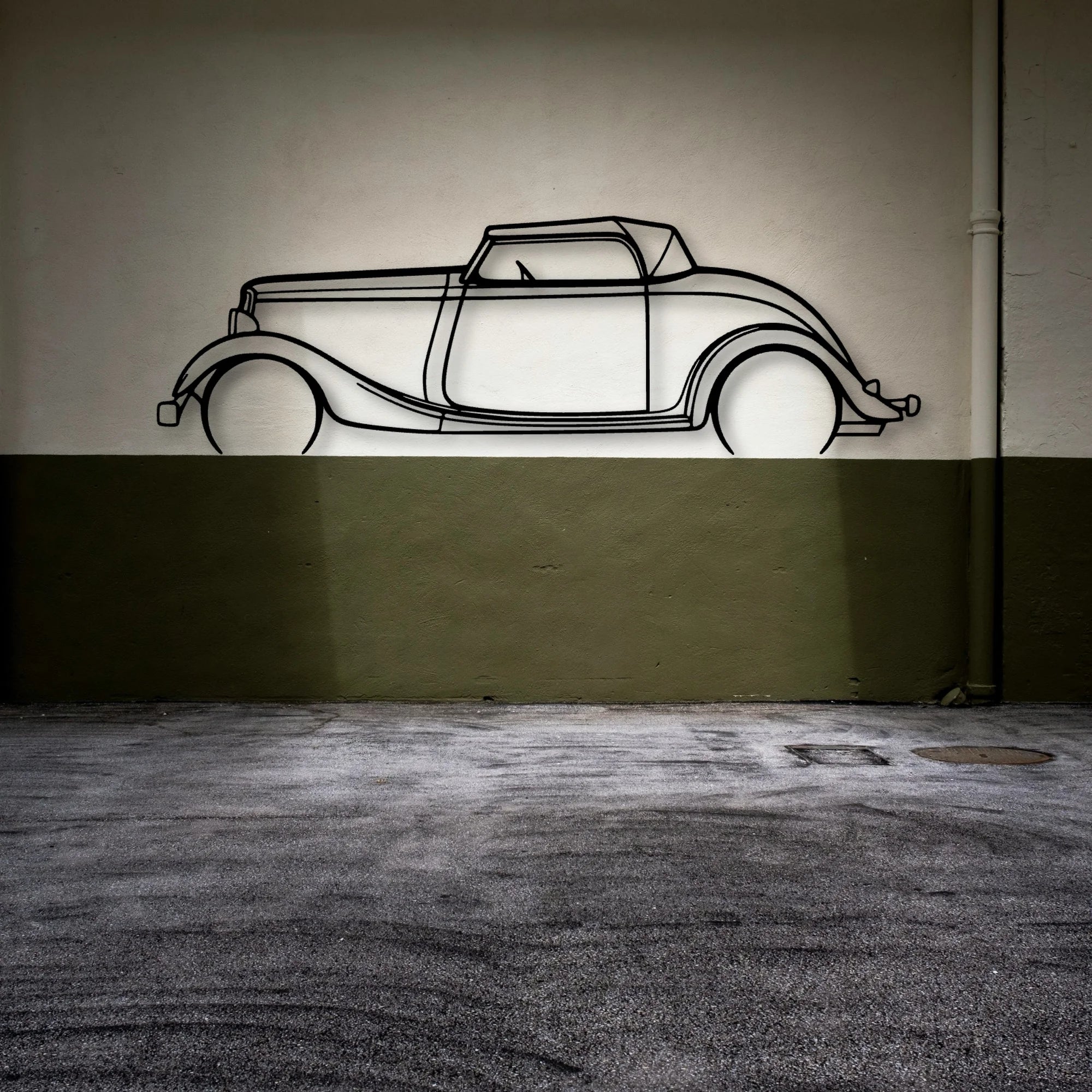 Roadster 1934 Classic Silhouette Metal Wall Art - Automotive Garage Decor