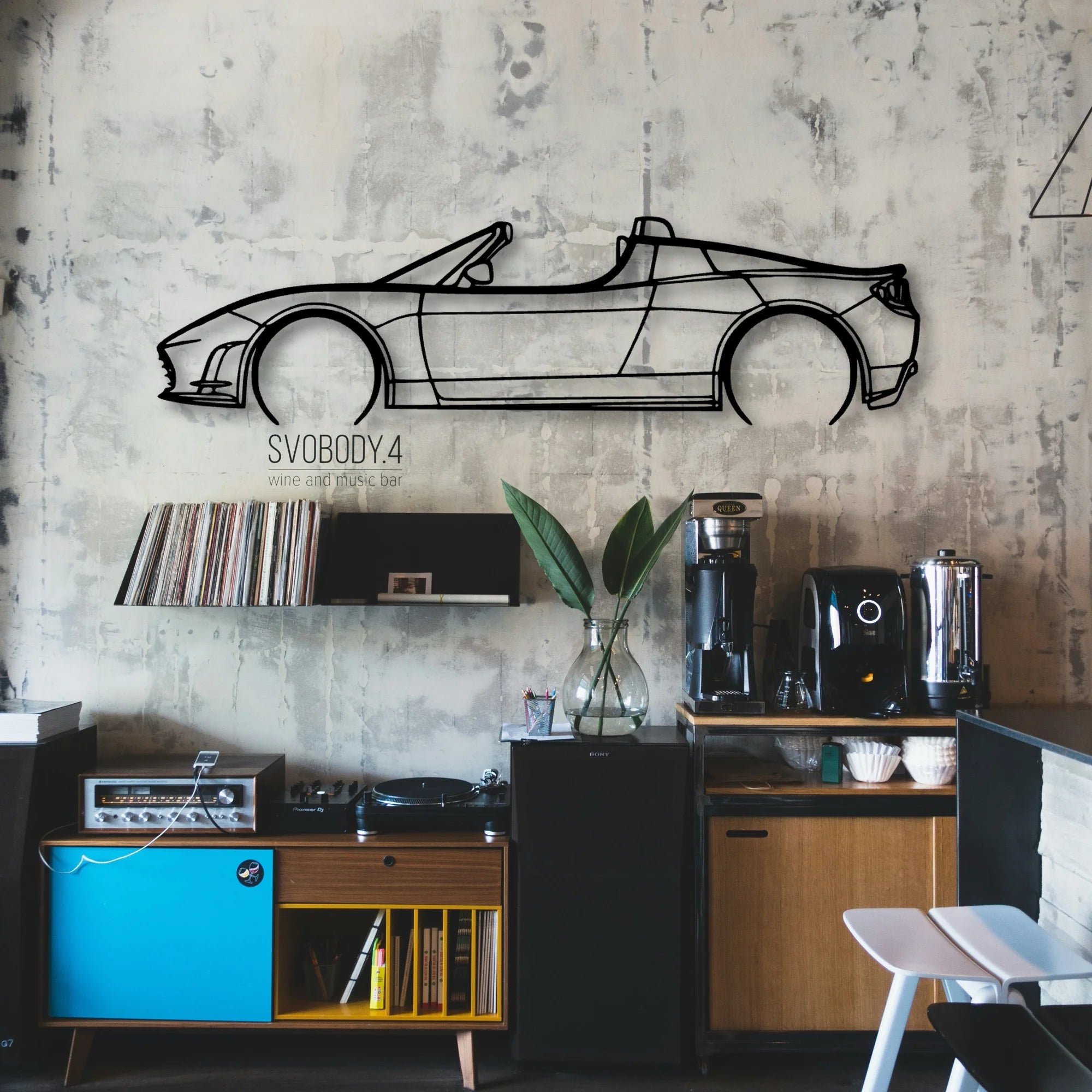 Roadster 2 5 Classic Silhouette Metal Wall Art - Automotive Garage Decor