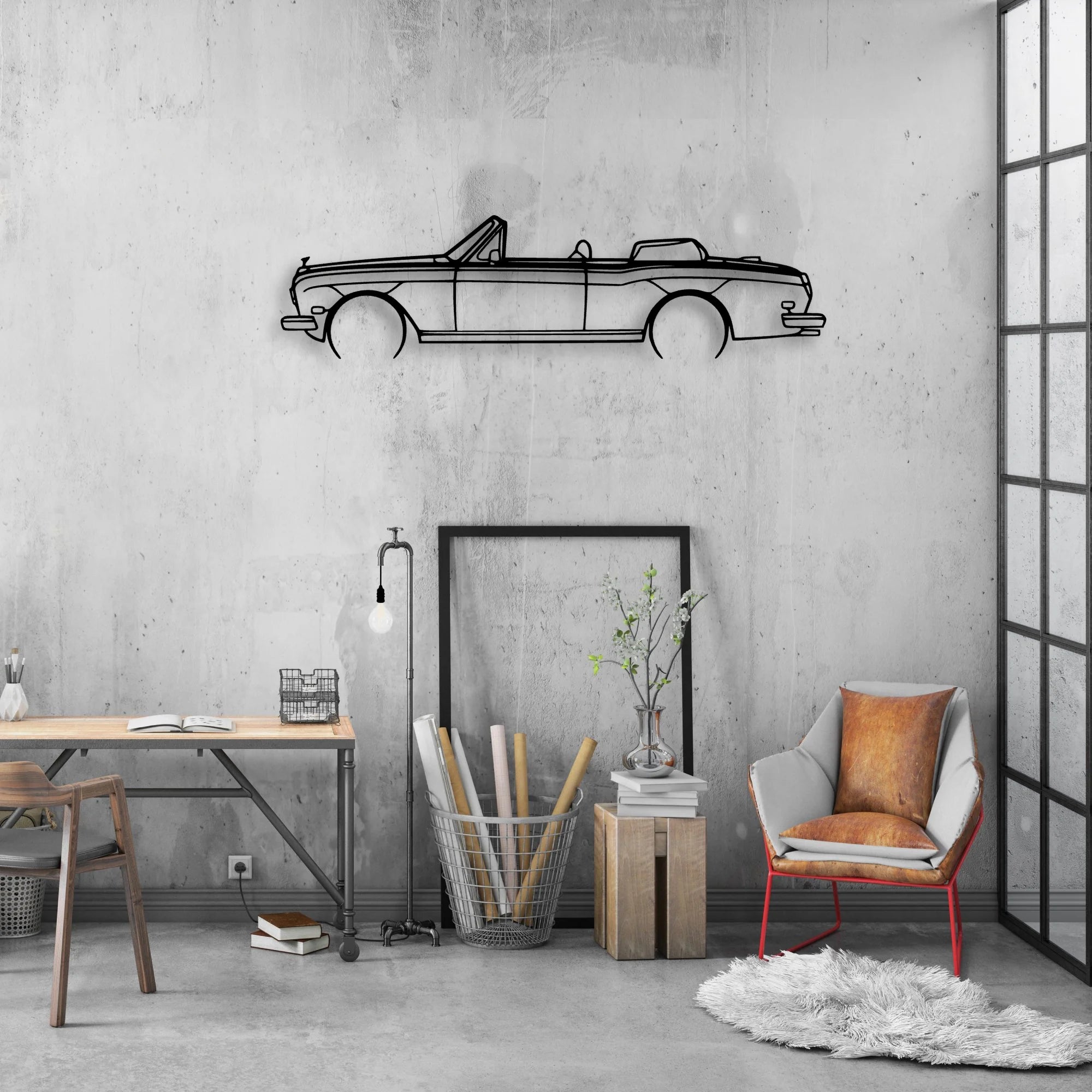 Royce Corniche convertible 1981 2 Classic Silhouette Metal Wall Art - Automotive Garage Decor