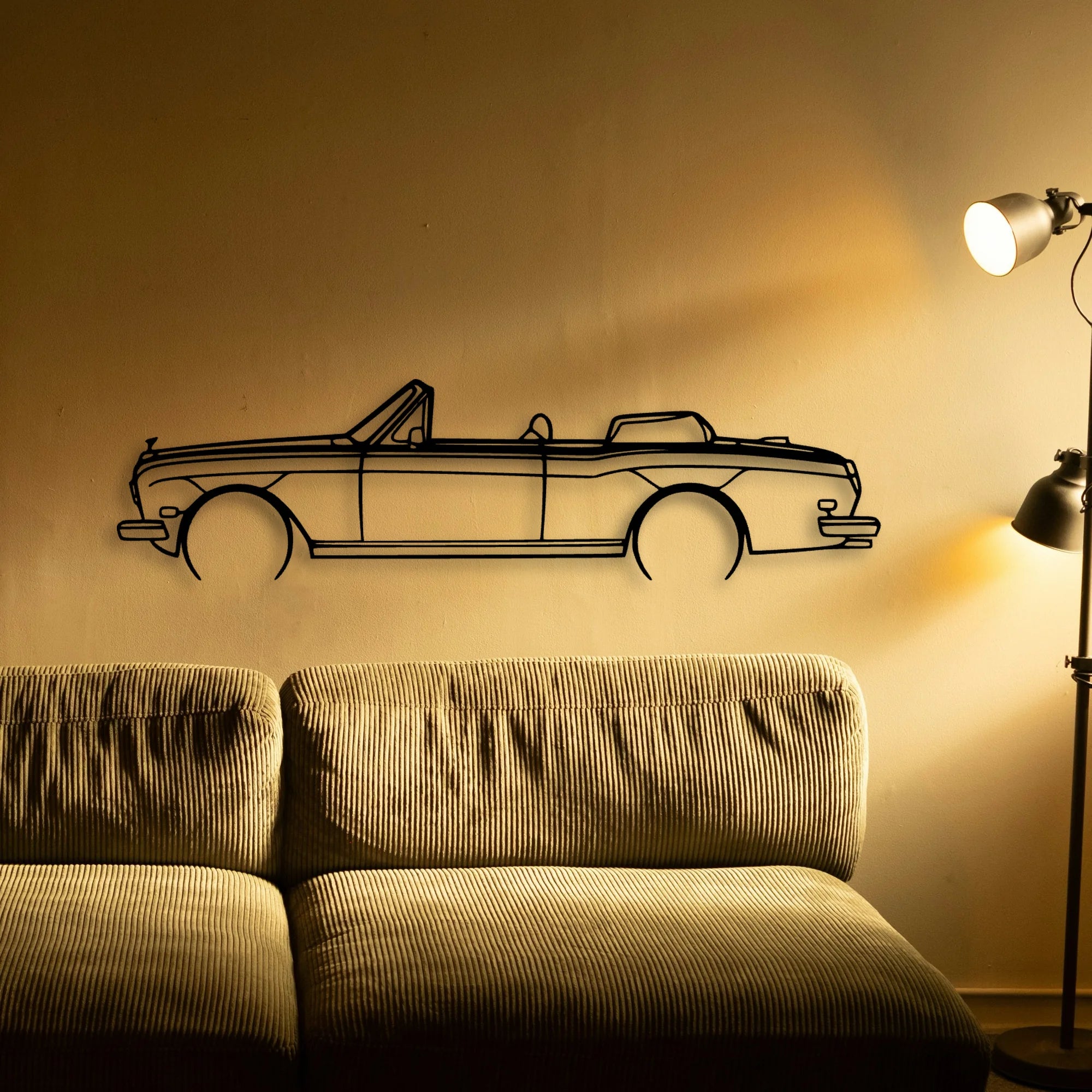 Royce Corniche Convertible 1981 2 Classic Silhouette Metal Wall Art - Automotive Garage Decor
