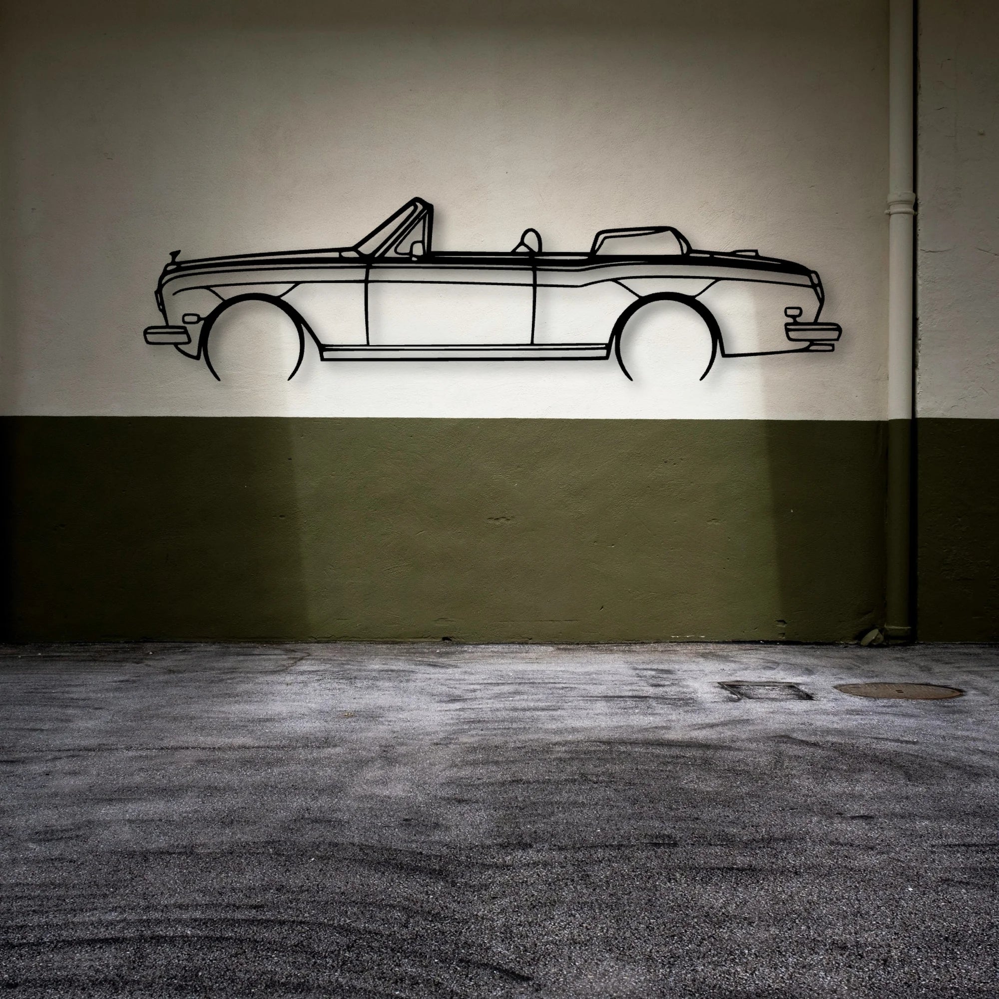 Royce Corniche Convertible 1981 2 Classic Silhouette Metal Wall Art - Automotive Garage Decor