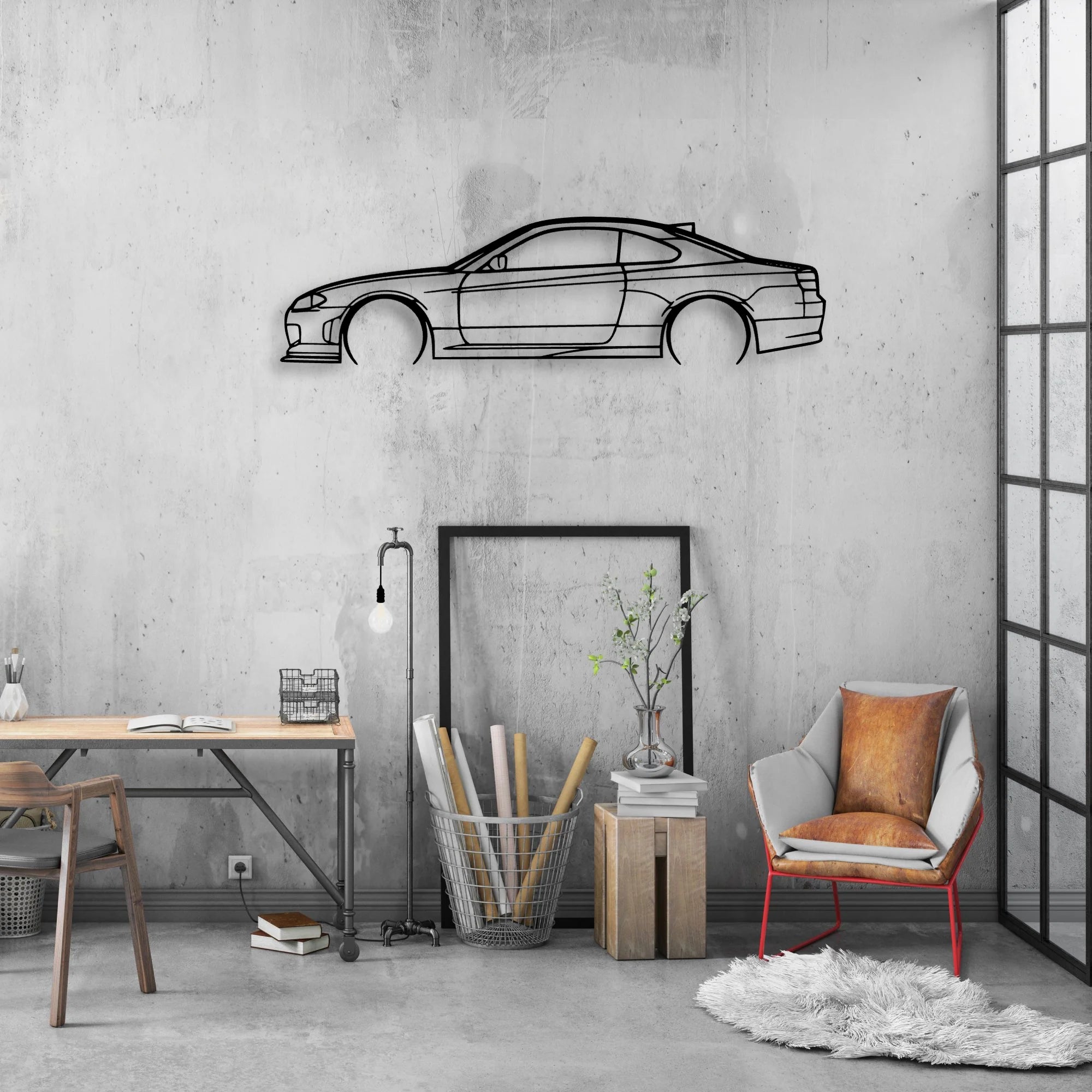 S15 Silvia 2000 Classic Silhouette Metal Wall Art - Automotive Garage Decor