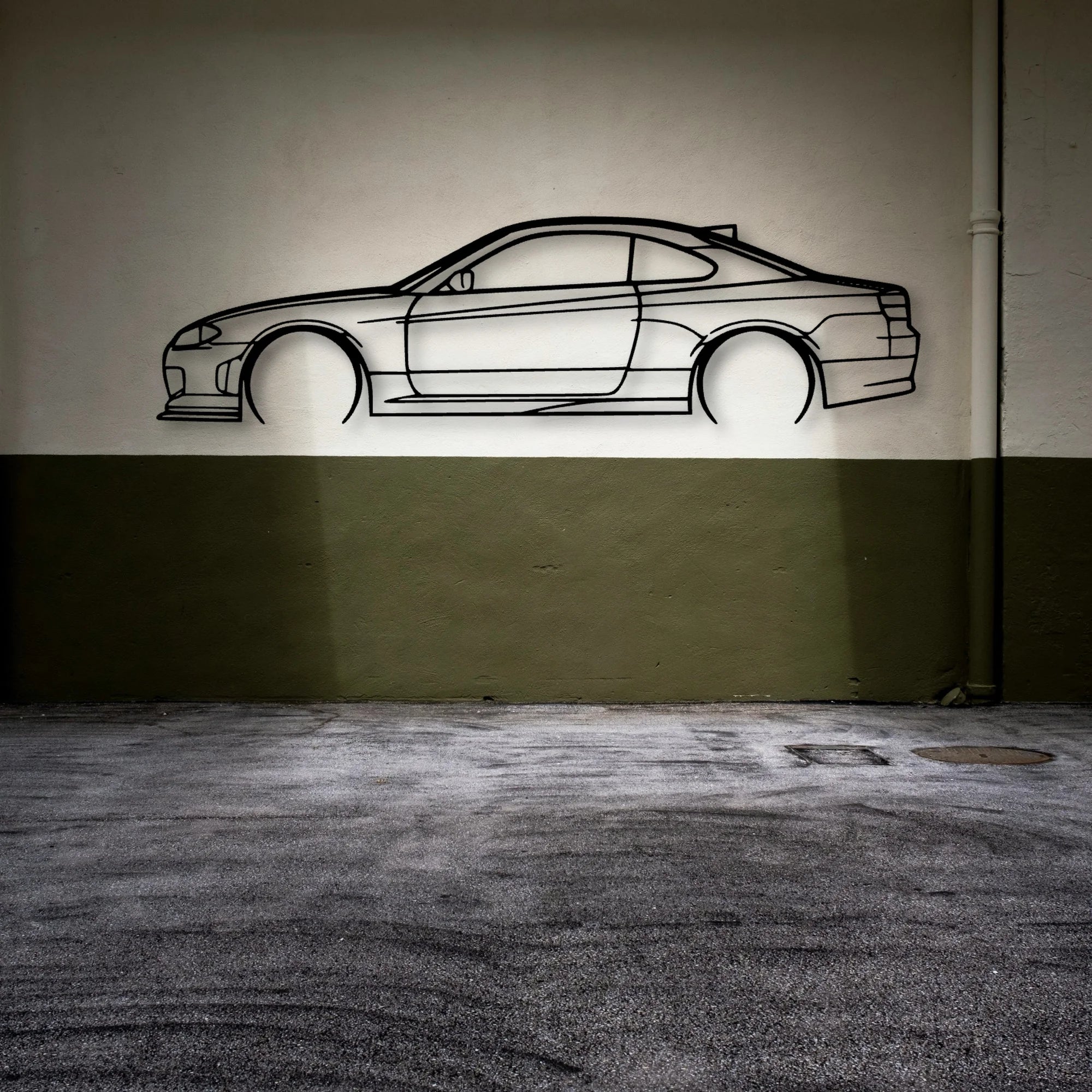 S15 Silvia 2000 Classic Silhouette Metal Wall Art - Automotive Garage Decor
