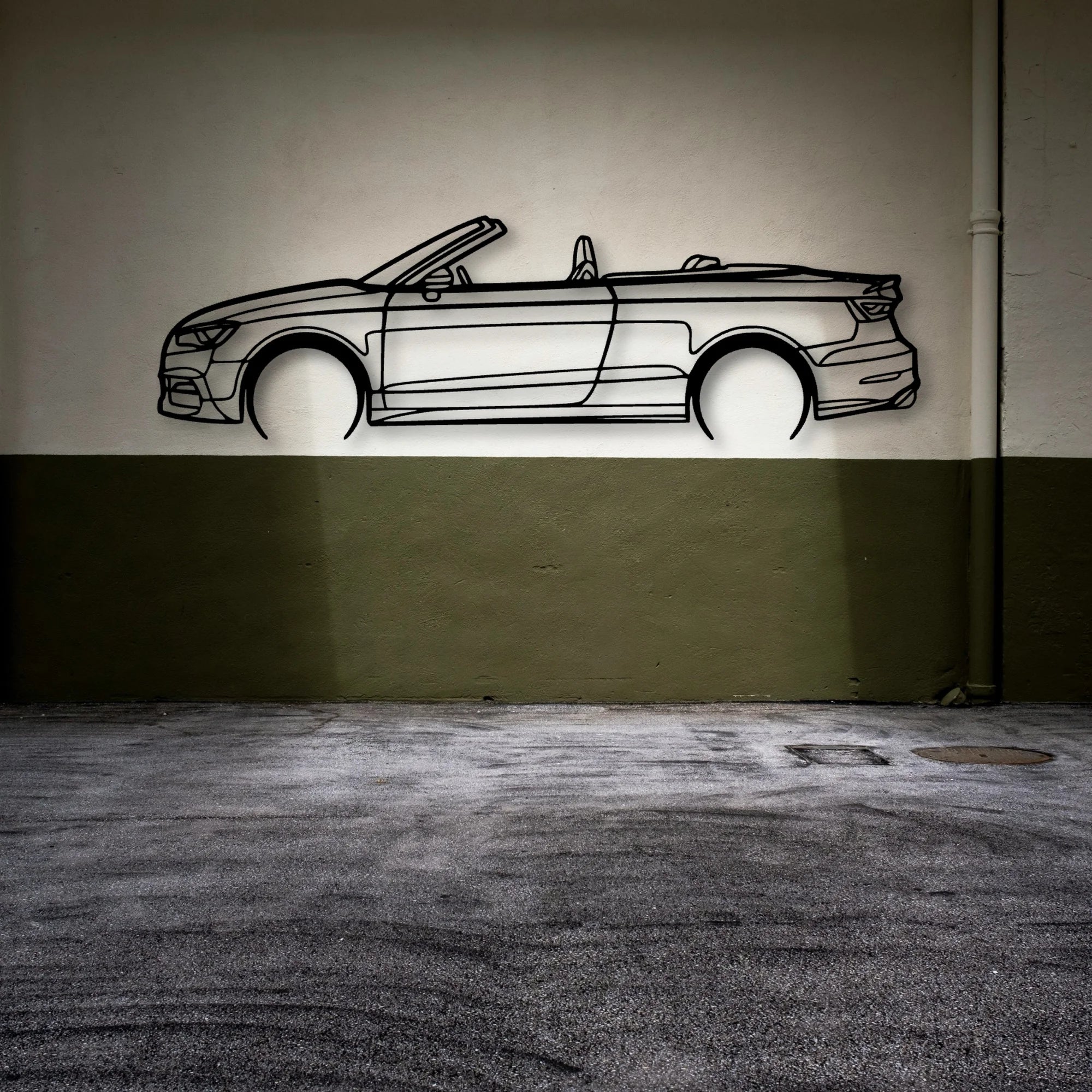 S3 Convertible 2015 Classic Silhouette Metal Wall Art - Automotive Garage Decor