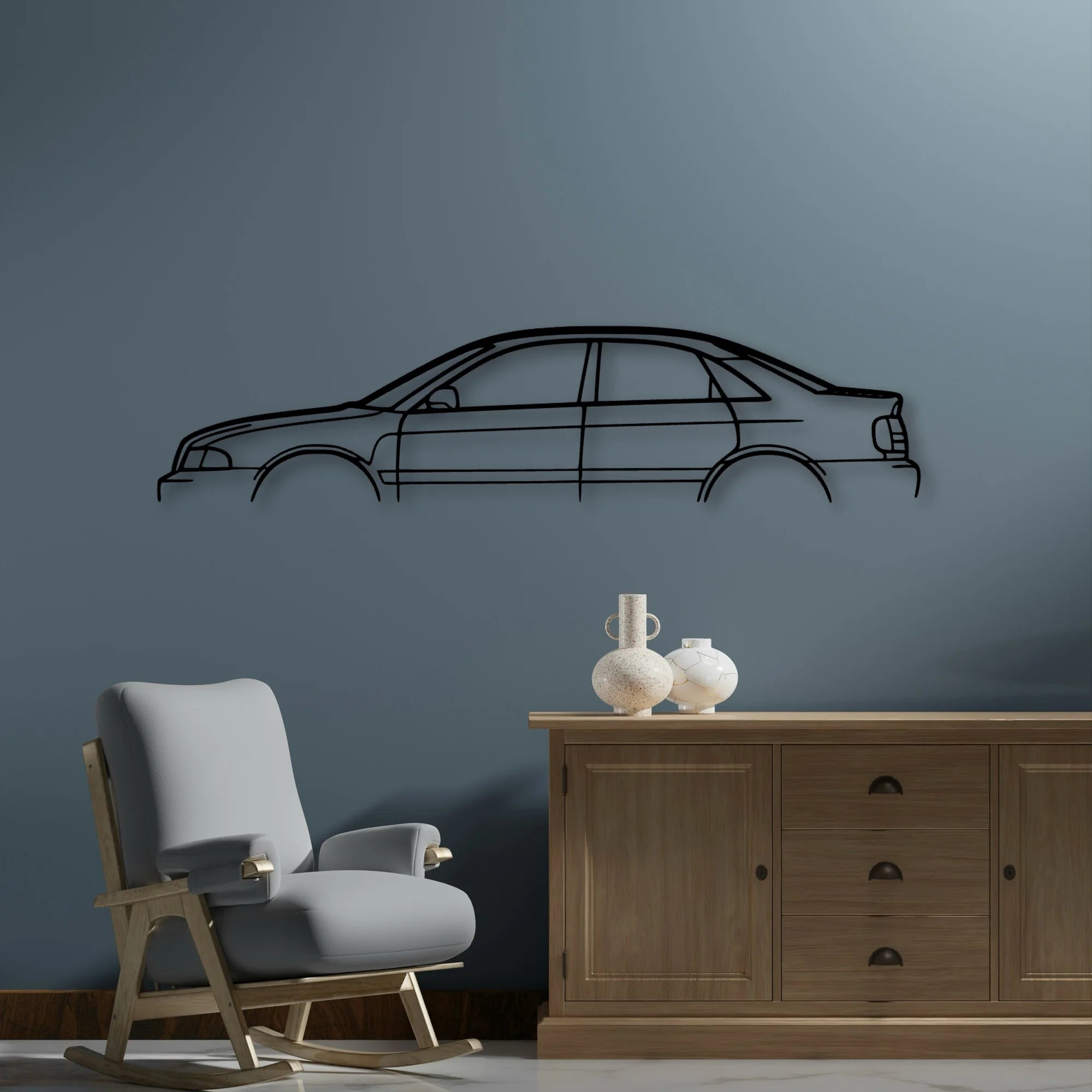 S4 B4 Sedan Classic Silhouette Metal Wall Art - Automotive Garage Decor