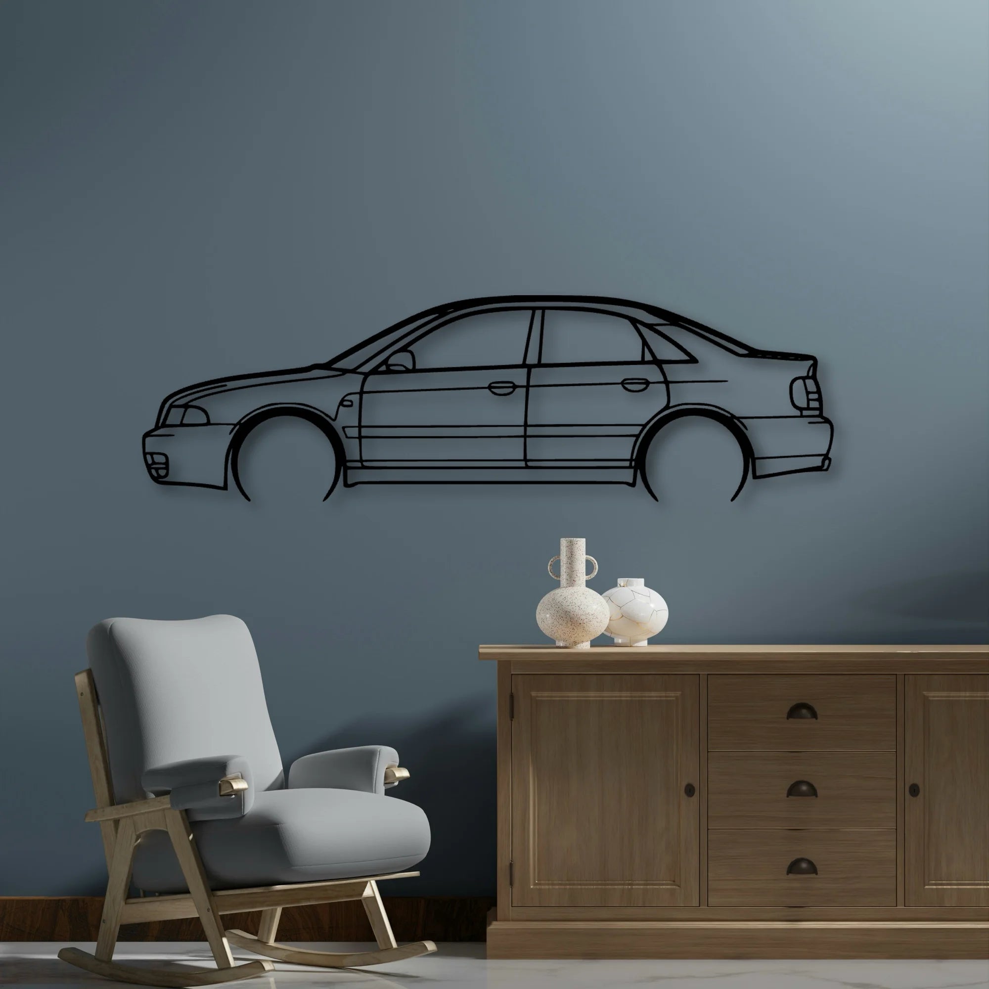 S4 B5 2001 Classic Silhouette Metal Wall Art - Automotive Garage Decor