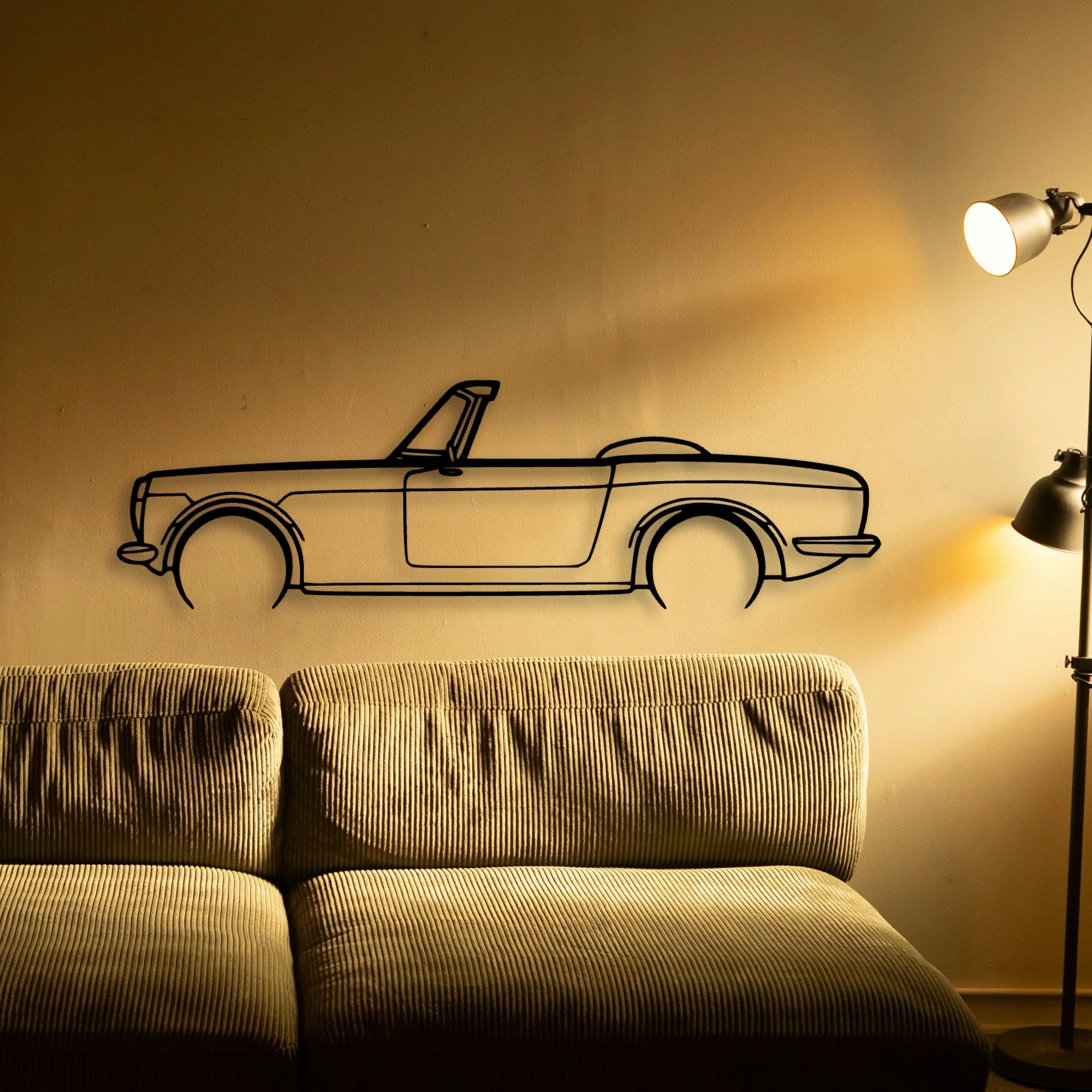 S600 1965 Classic Silhouette Metal Wall Art - Automotive Garage Decor