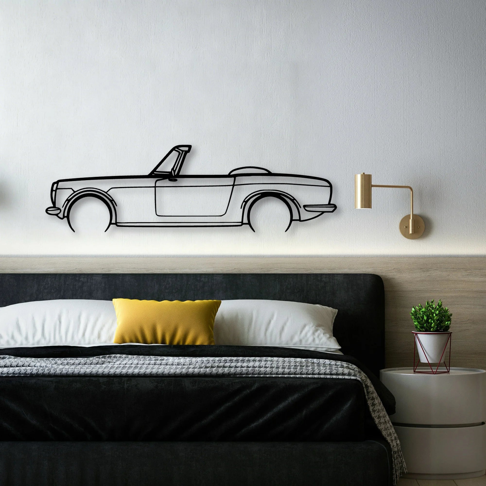 S600 1965 Classic Silhouette Metal Wall Art - Automotive Garage Decor