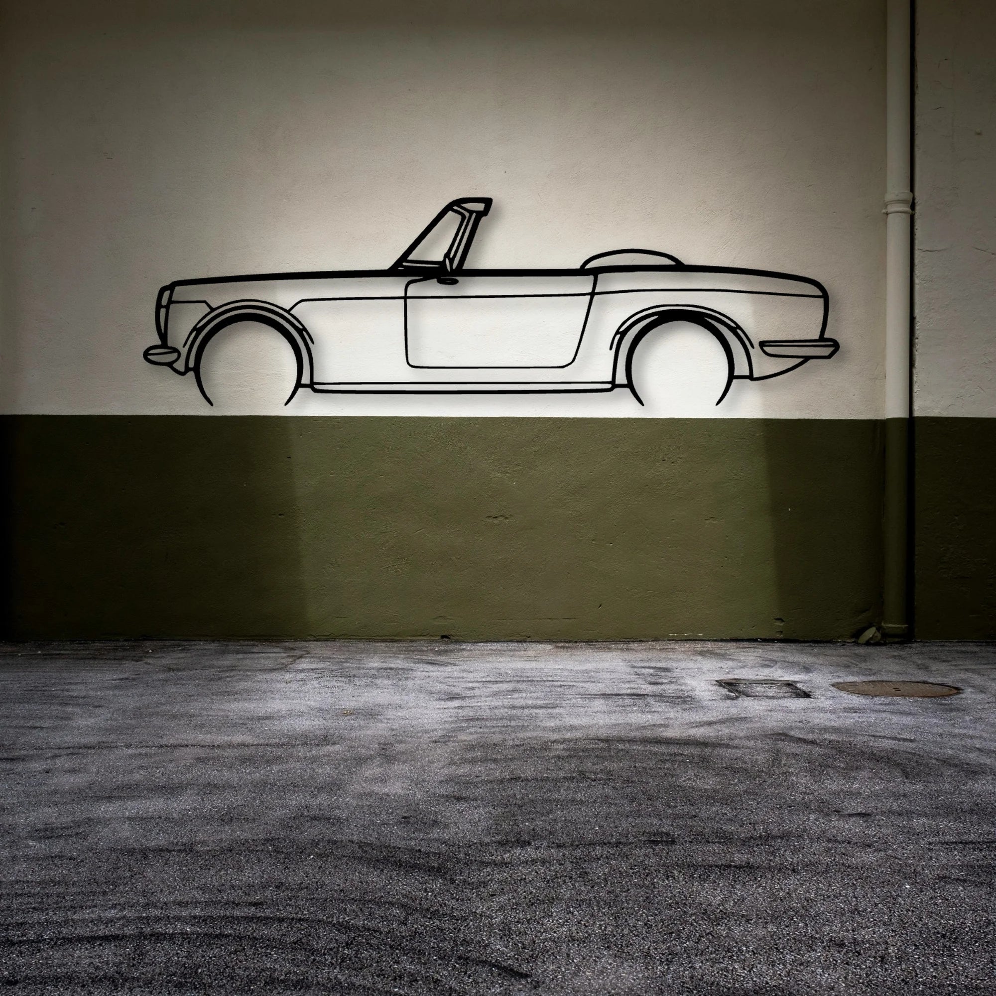 S600 1965 Classic Silhouette Metal Wall Art - Automotive Garage Decor