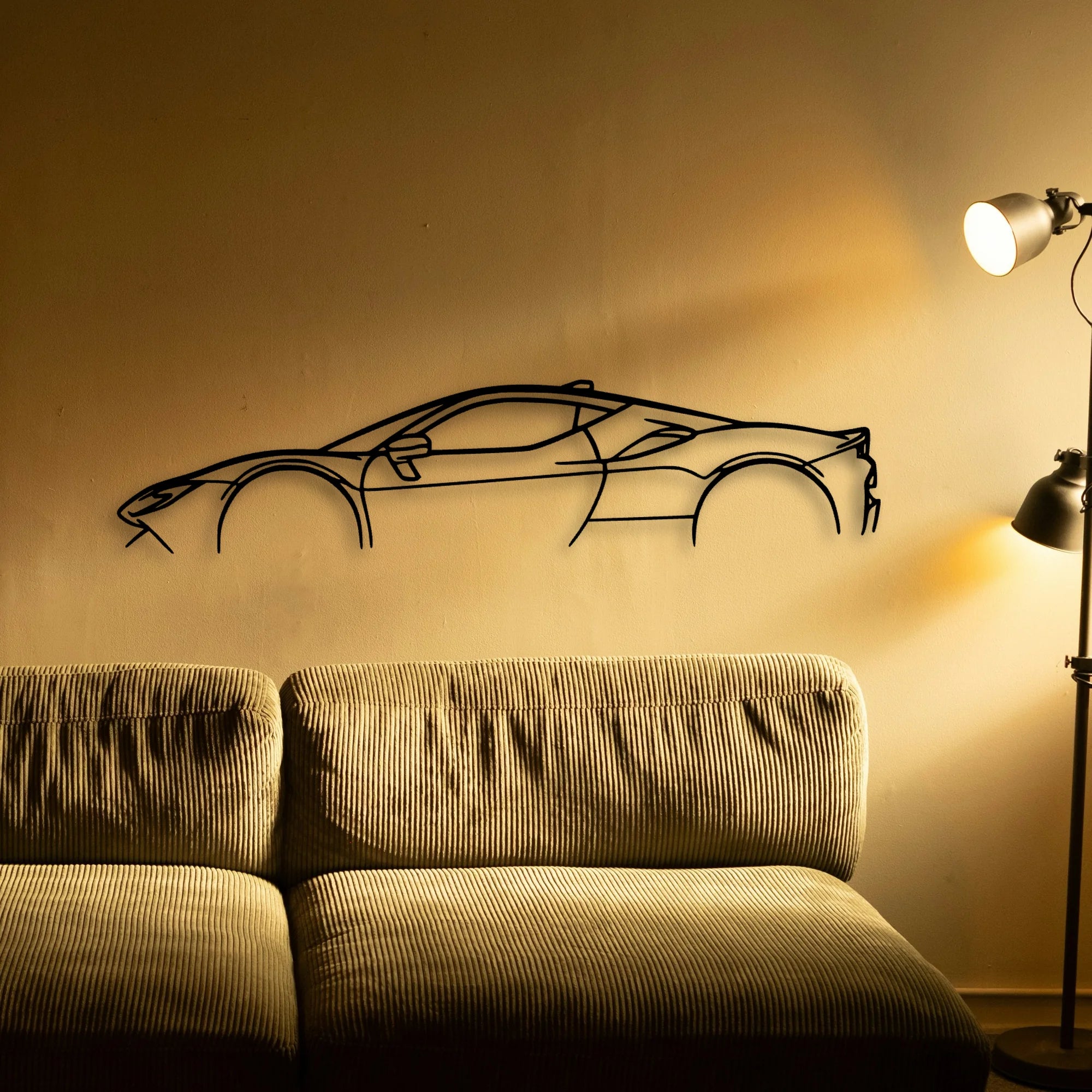 SF90 Stradale Classic Silhouette Metal Wall Art - Automotive Garage Decor