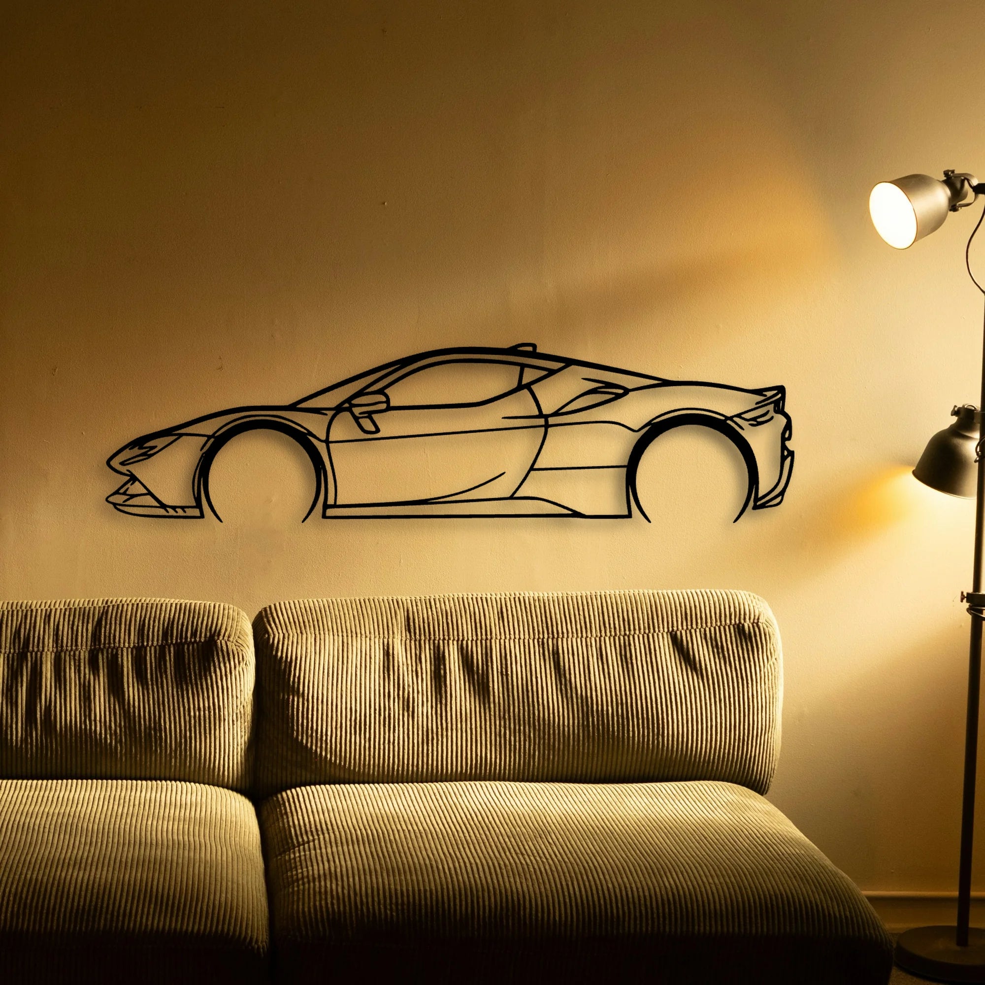 SF90 Stradale 3 Classic Silhouette Metal Wall Art - Automotive Garage Decor