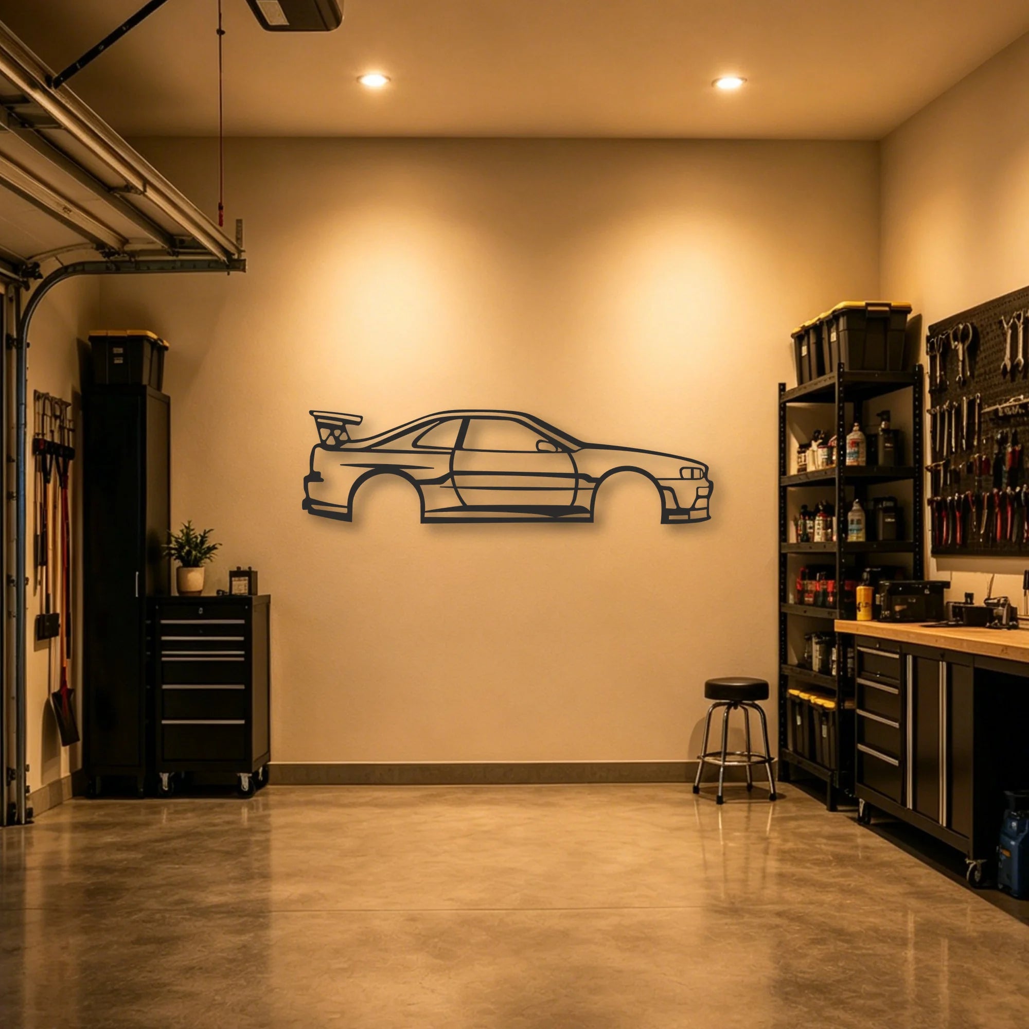 SKYLINE Classic Silhouette Metal Wall Art - Automotive Garage Decor