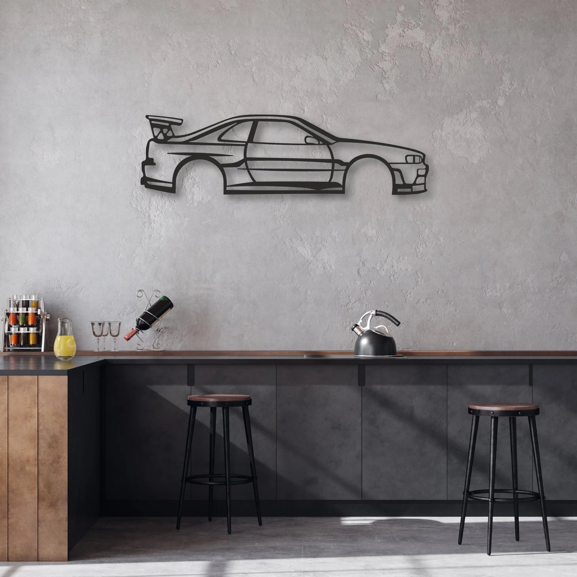SKYLINE Classic Silhouette Metal Wall Art - Automotive Garage Decor