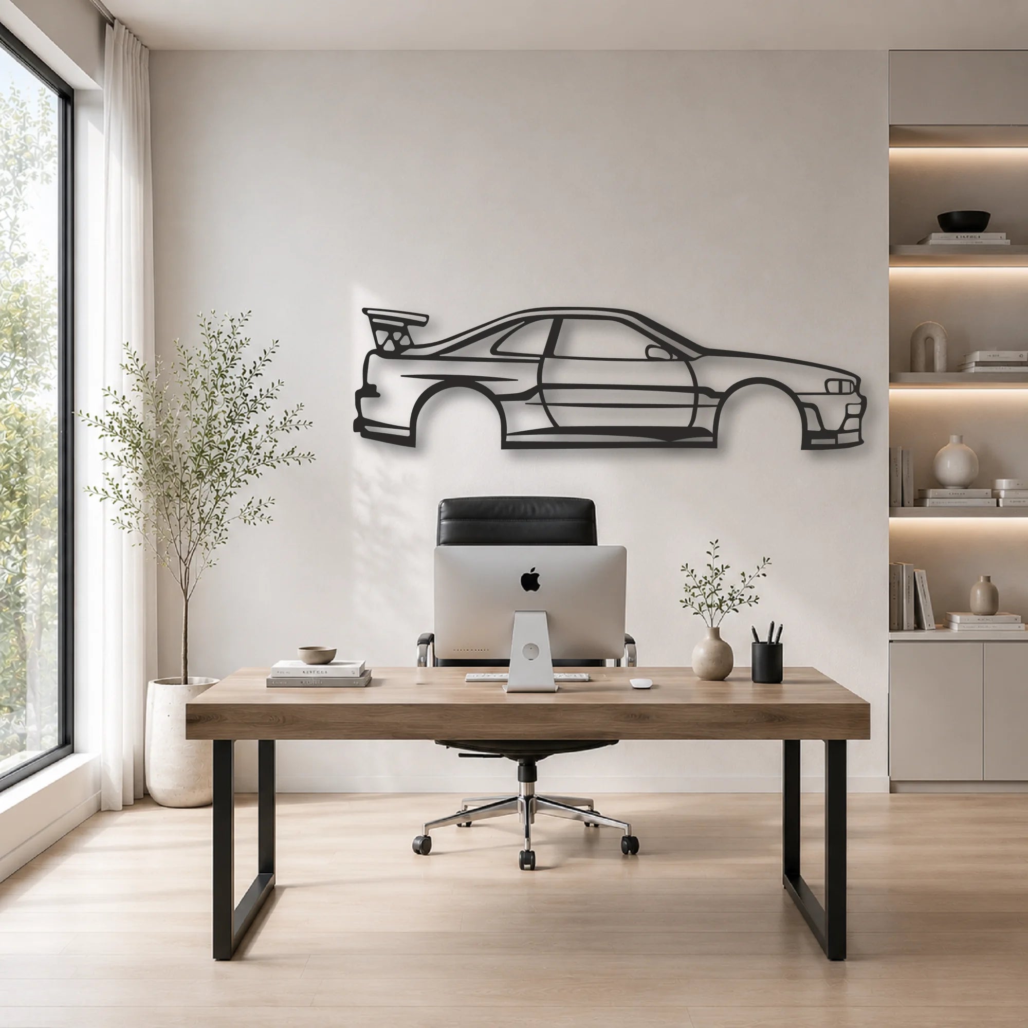 SKYLINE Classic Silhouette Metal Wall Art - Automotive Garage Decor