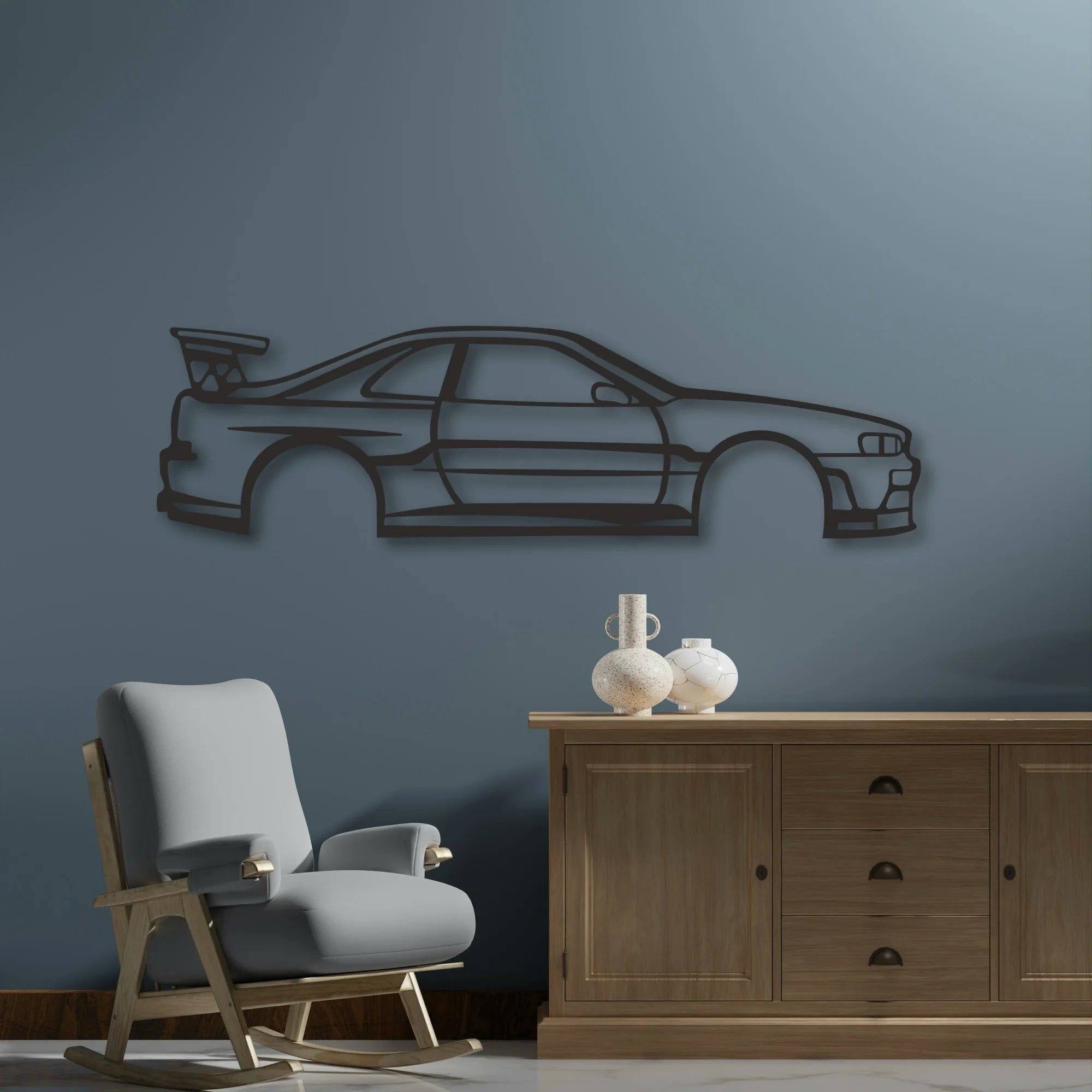 SKYLINE Classic Silhouette Metal Wall Art - Automotive Garage Decor