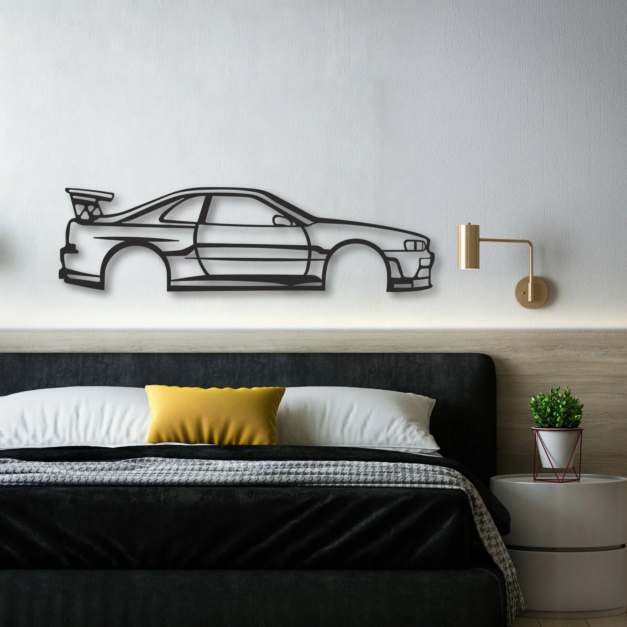 SKYLINE Classic Silhouette Metal Wall Art - Automotive Garage Decor