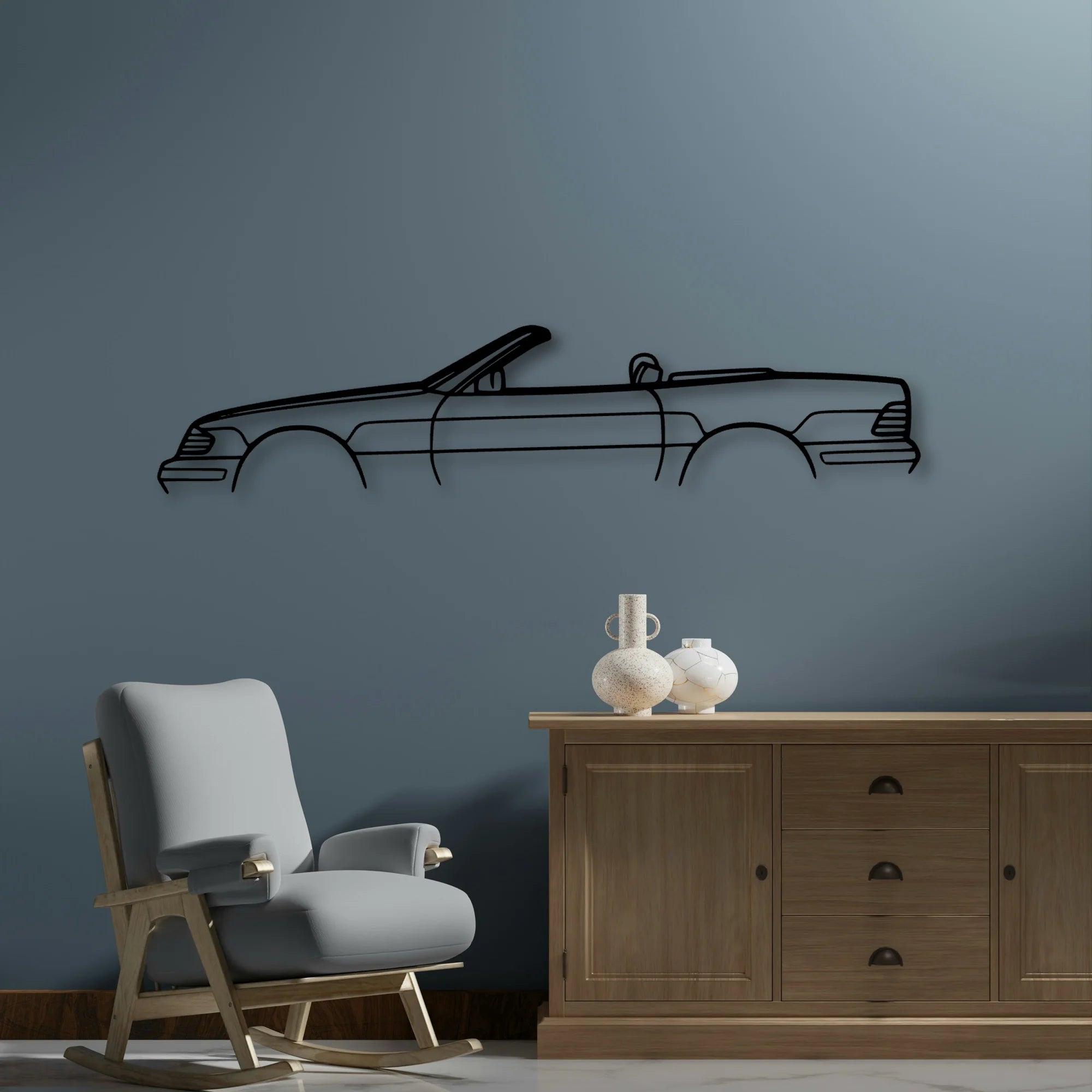 SL Class R129 Classic Silhouette Metal Wall Art - Automotive Garage Decor