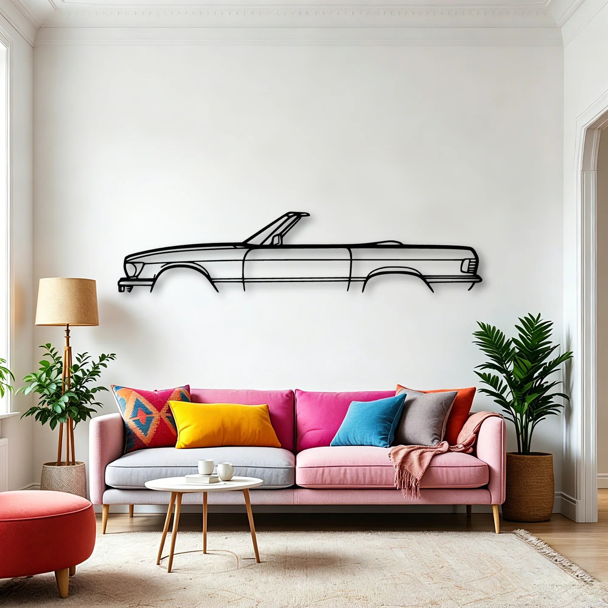 SL450 Convertible 1973 Classic Silhouette Metal Wall Art - Automotive Garage Decor