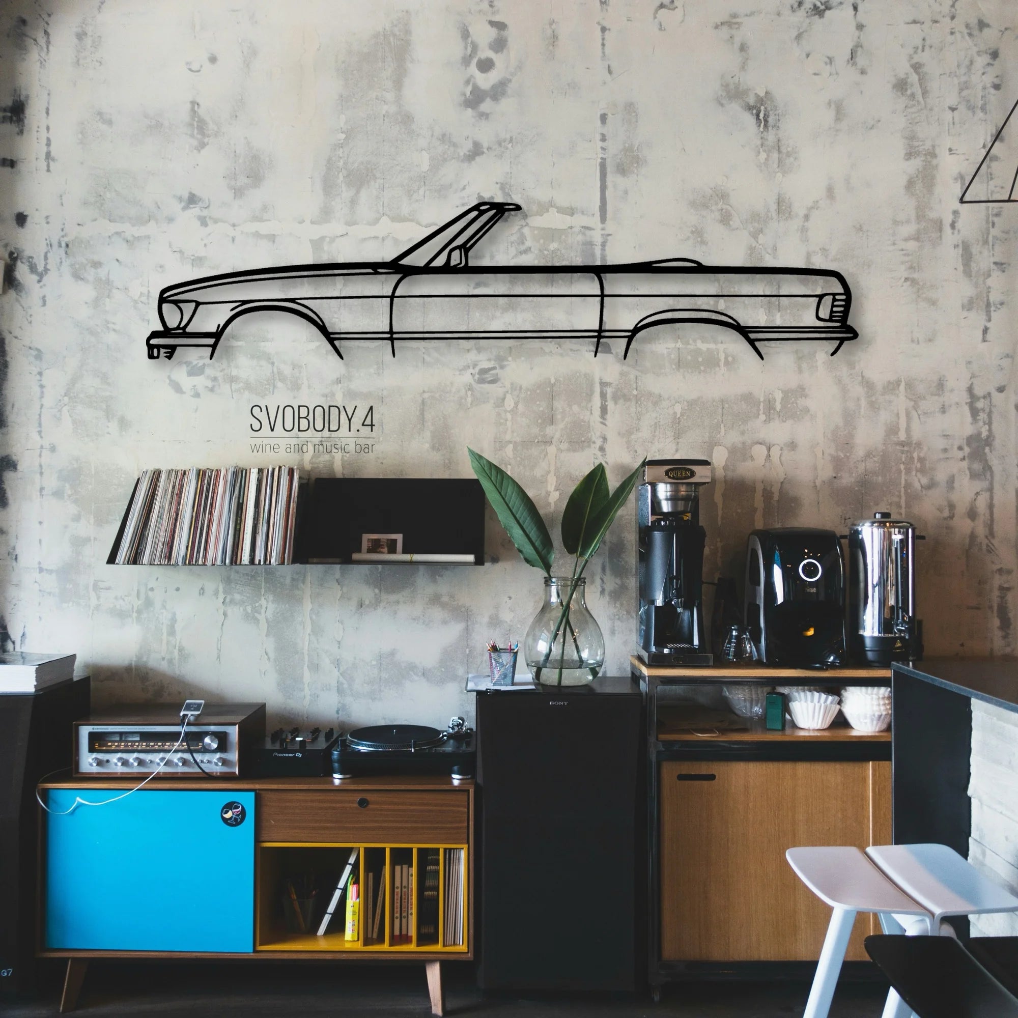 SL450 Convertible 1973 Classic Silhouette Metal Wall Art - Automotive Garage Decor