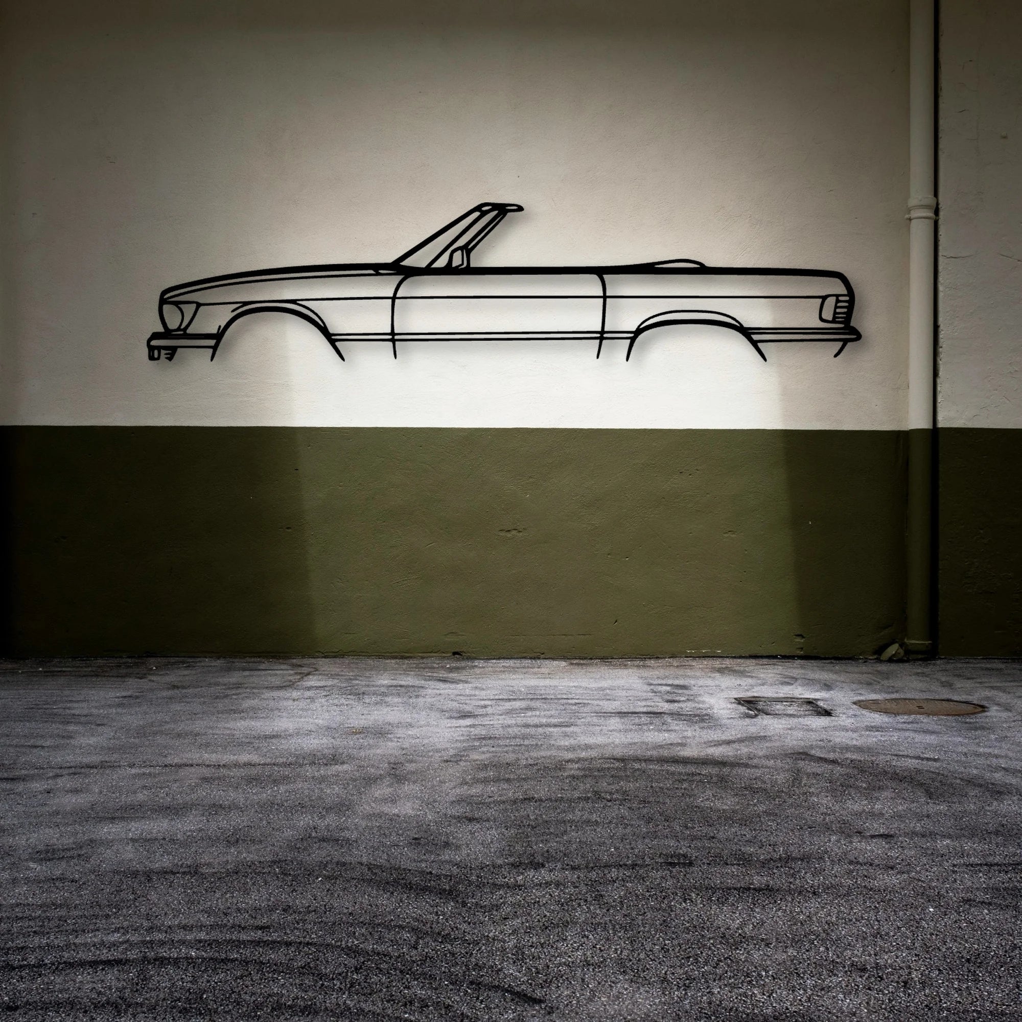 SL450 Convertible 1973 Classic Silhouette Metal Wall Art - Automotive Garage Decor