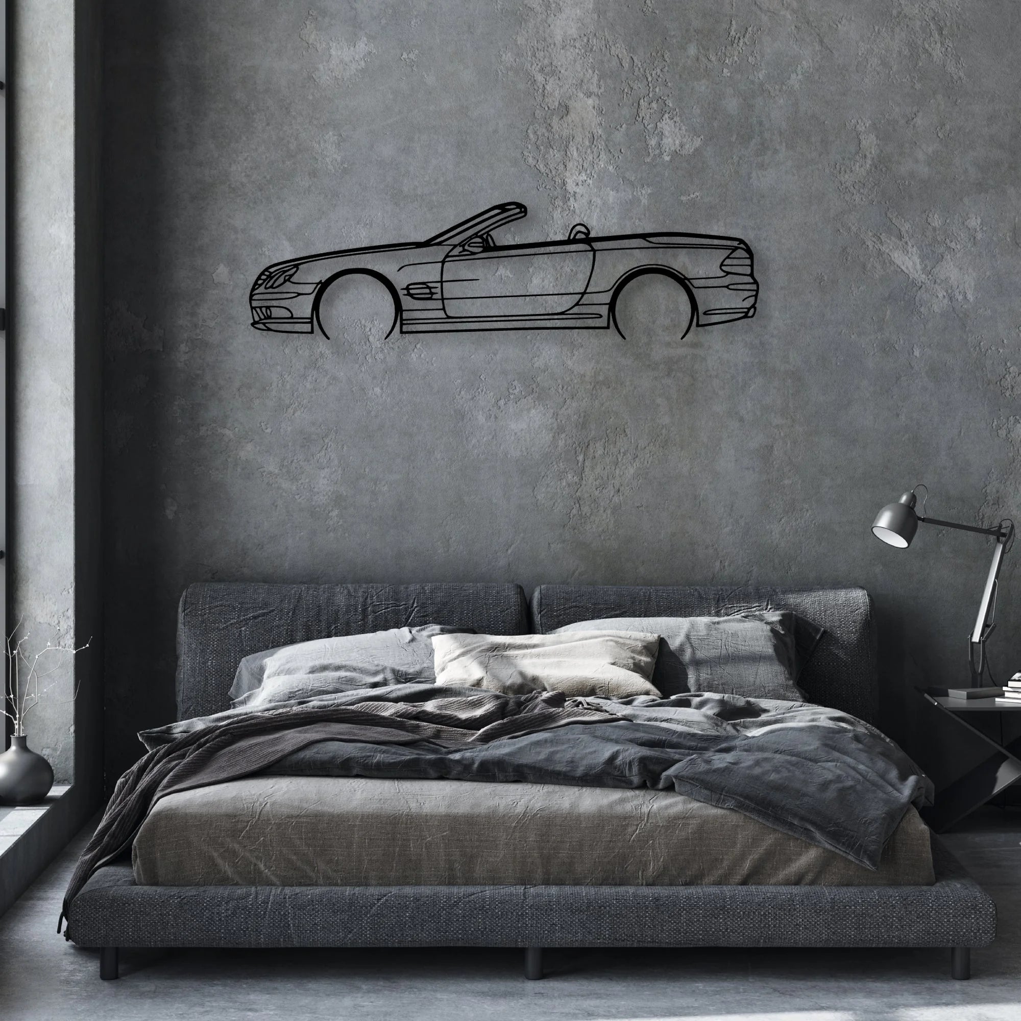 SL55 R230 2 Classic Silhouette Metal Wall Art - Automotive Garage Decor