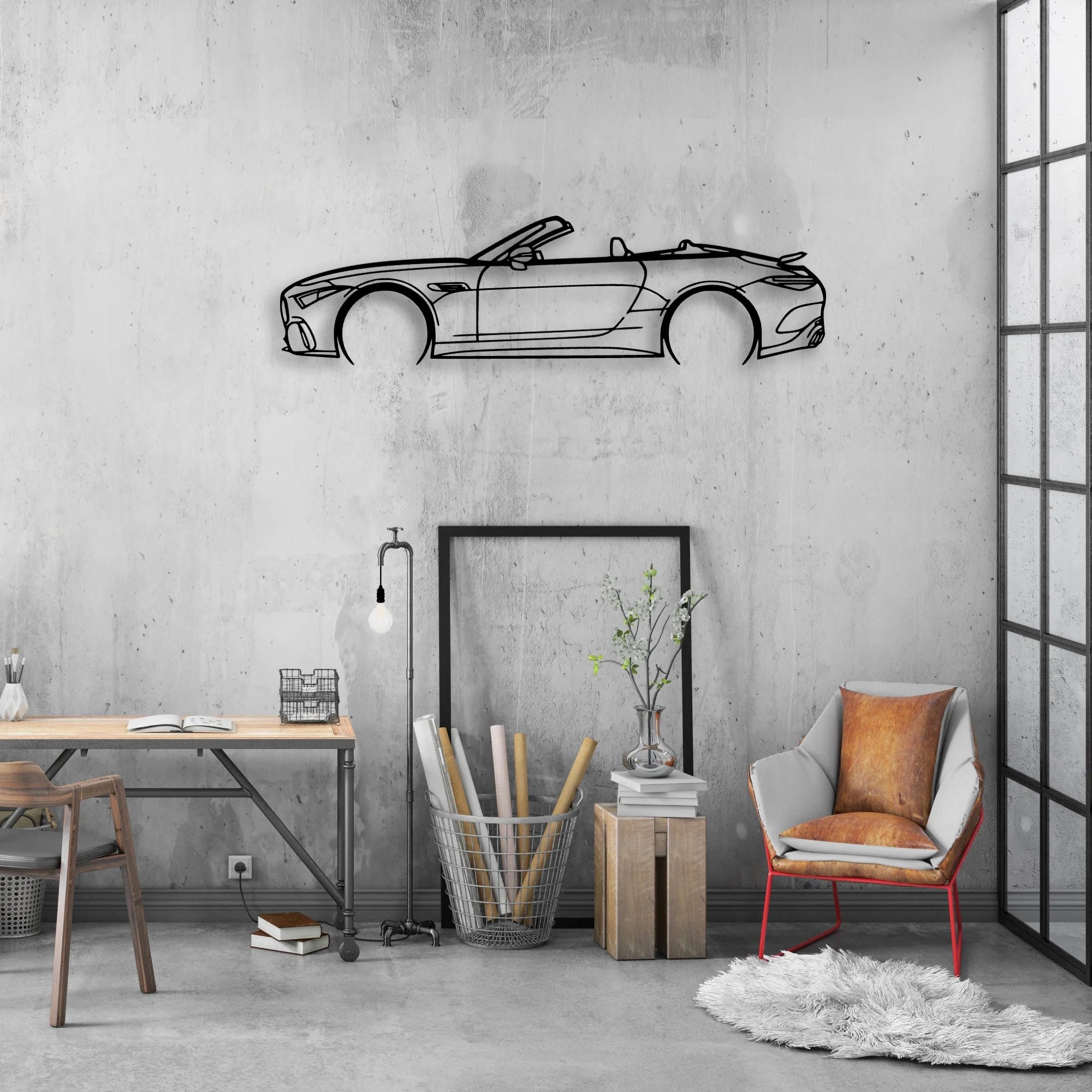 SL63 2022 Classic Silhouette Metal Wall Art - Automotive Garage Decor