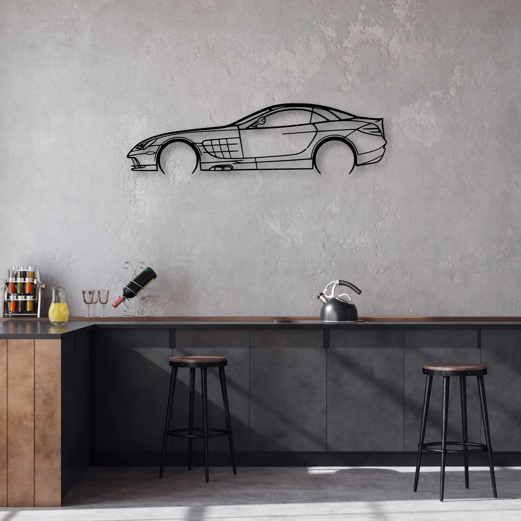 SLR 2008 Classic Silhouette Metal Wall Art - Automotive Garage Decor