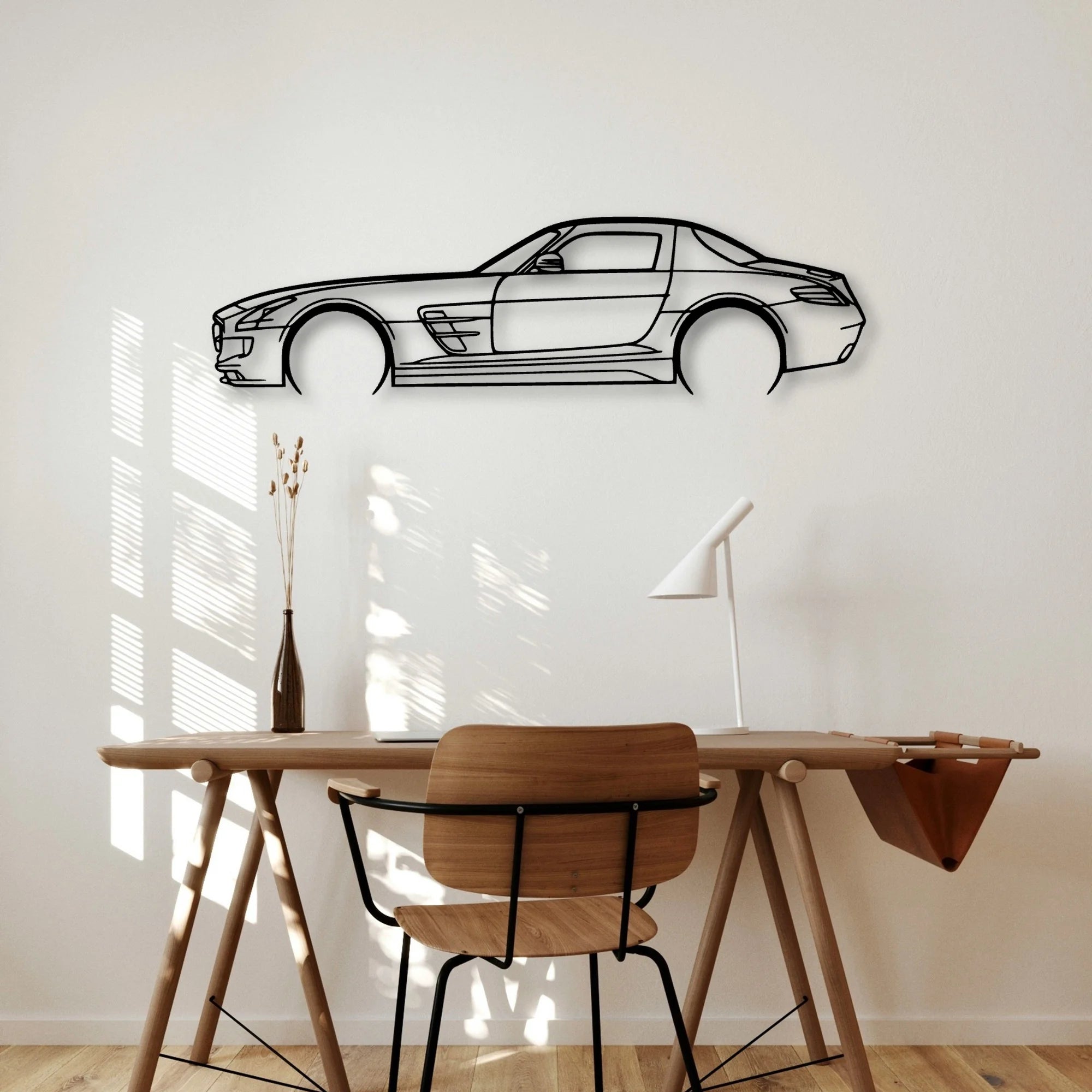 SLS AMG 2011 Classic Silhouette Metal Wall Art - Automotive Garage Decor