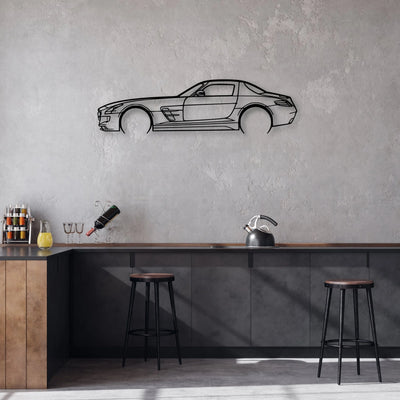 SLS AMG 2011 Classic Silhouette Metal Wall Art - Automotive Garage Decor