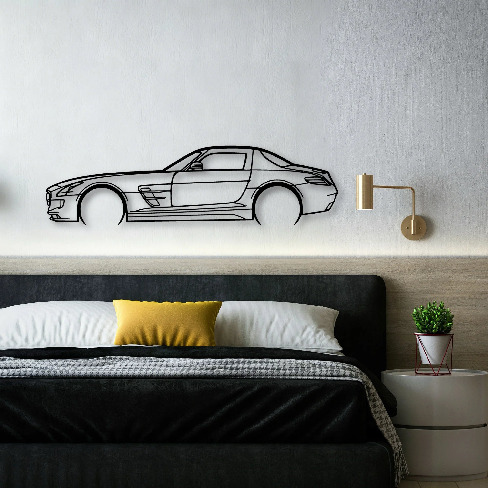 SLS AMG 2011 Classic Silhouette Metal Wall Art - Automotive Garage Decor