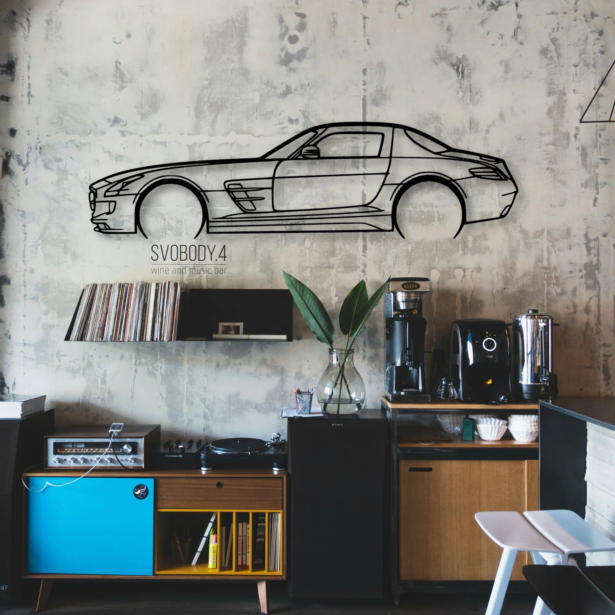 SLS AMG 2011 Classic Silhouette Metal Wall Art - Automotive Garage Decor