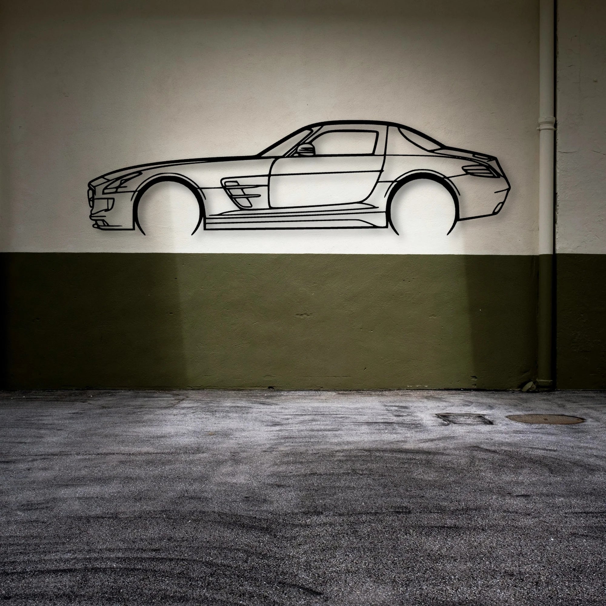 SLS AMG 2011 Classic Silhouette Metal Wall Art - Automotive Garage Decor