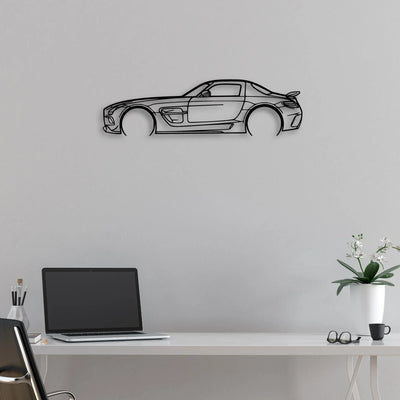SLS AMG Black Series Classic Silhouette Metal Wall Art - Automotive Garage Decor