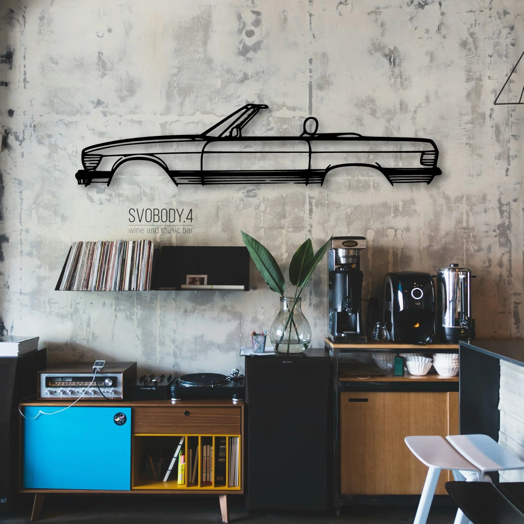 SL 1986 Classic Silhouette Metal Wall Art - Automotive Garage Decor