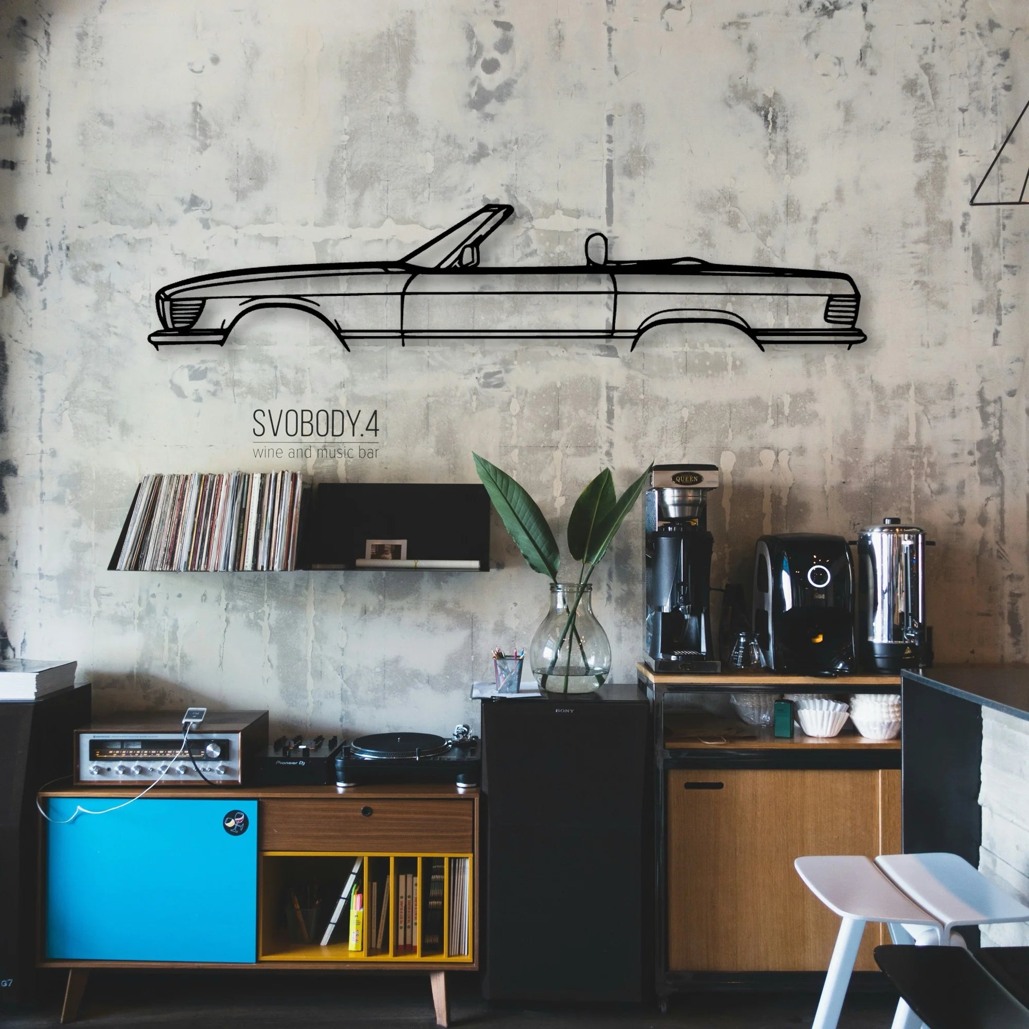SL 560 1988 Classic Silhouette Metal Wall Art - Automotive Garage Decor