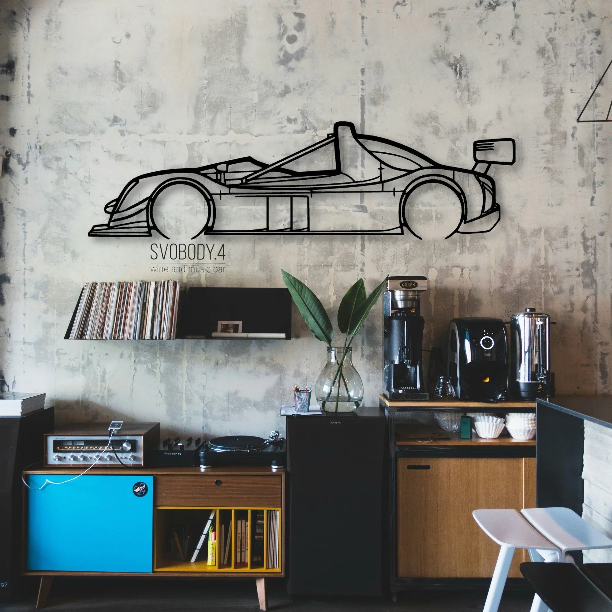 SR8 Classic Silhouette Metal Wall Art - Automotive Garage Decor