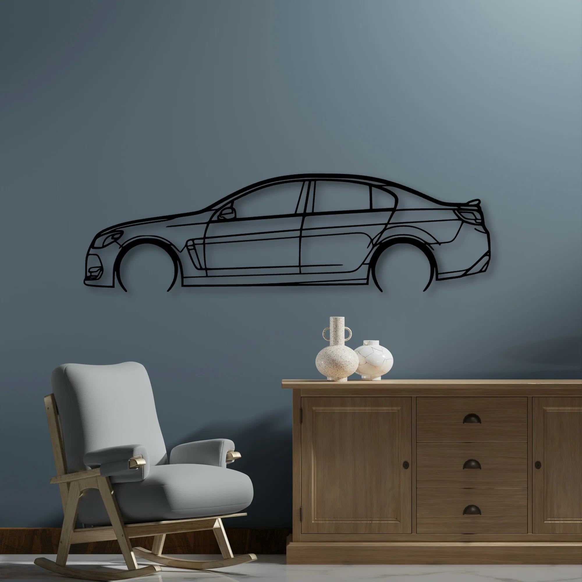 SS 2017 Classic Silhouette Metal Wall Art - Automotive Garage Decor