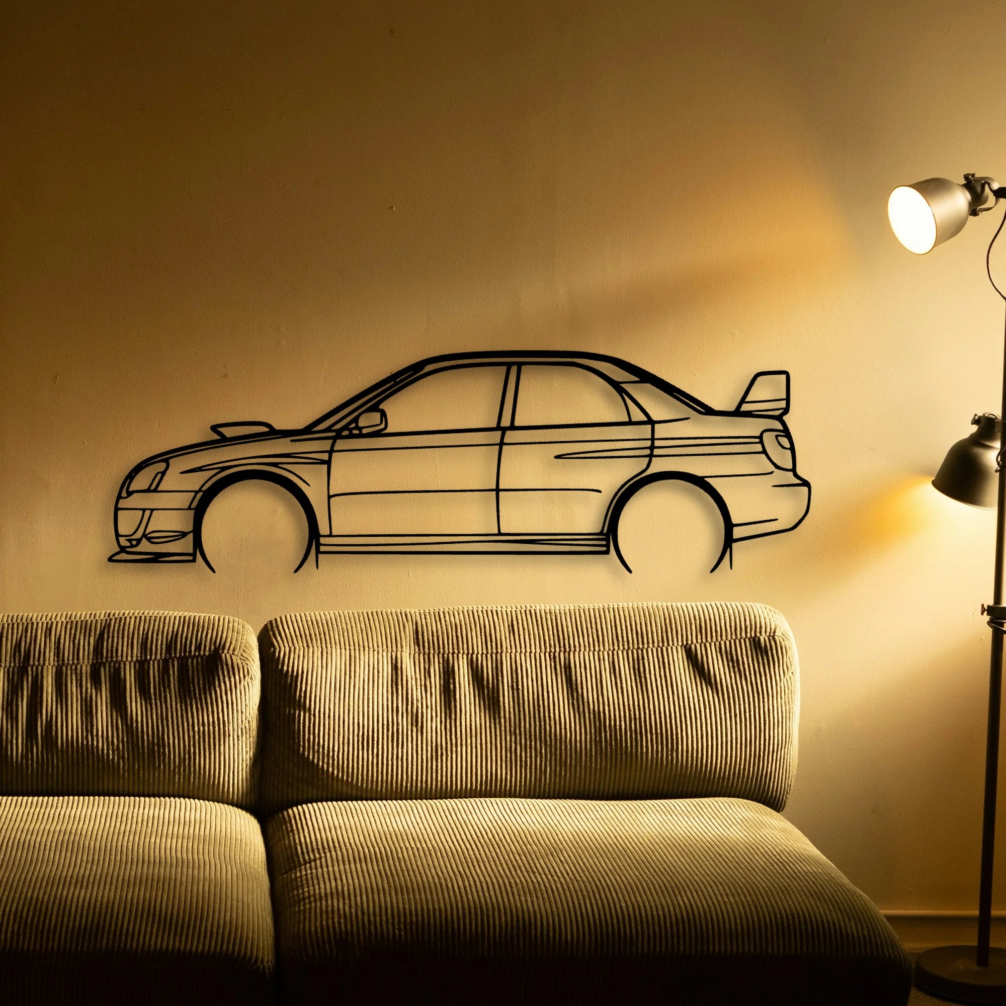 STI GD Classic Silhouette Metal Wall Art - Automotive Garage Decor