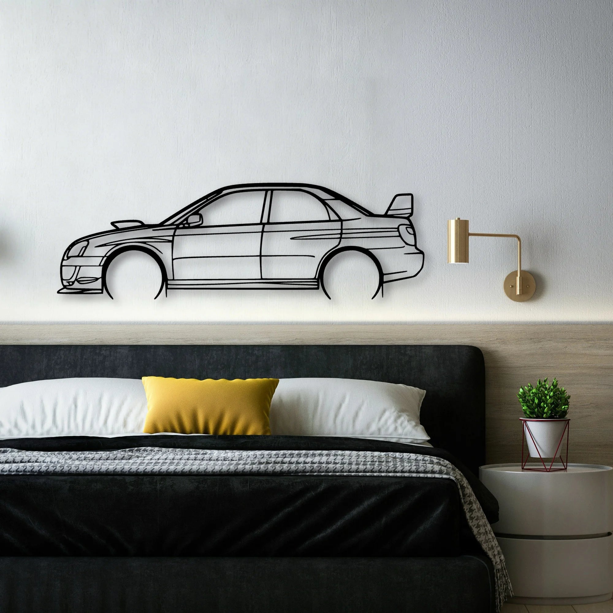 STI GD Classic Silhouette Metal Wall Art - Automotive Garage Decor