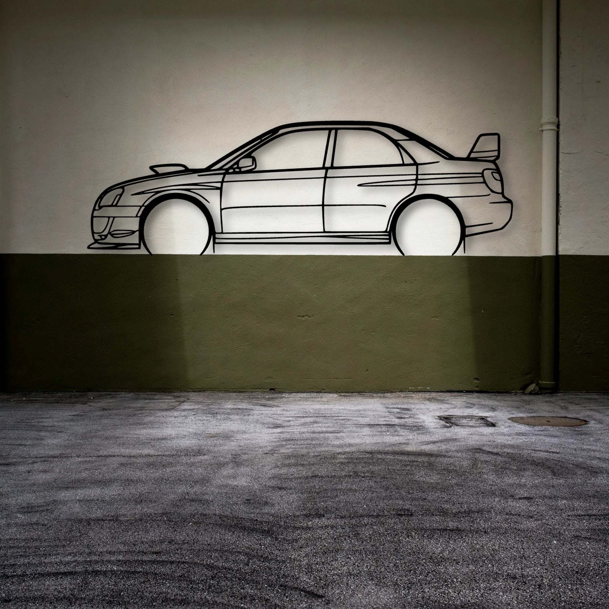 STI GD Classic Silhouette Metal Wall Art - Automotive Garage Decor