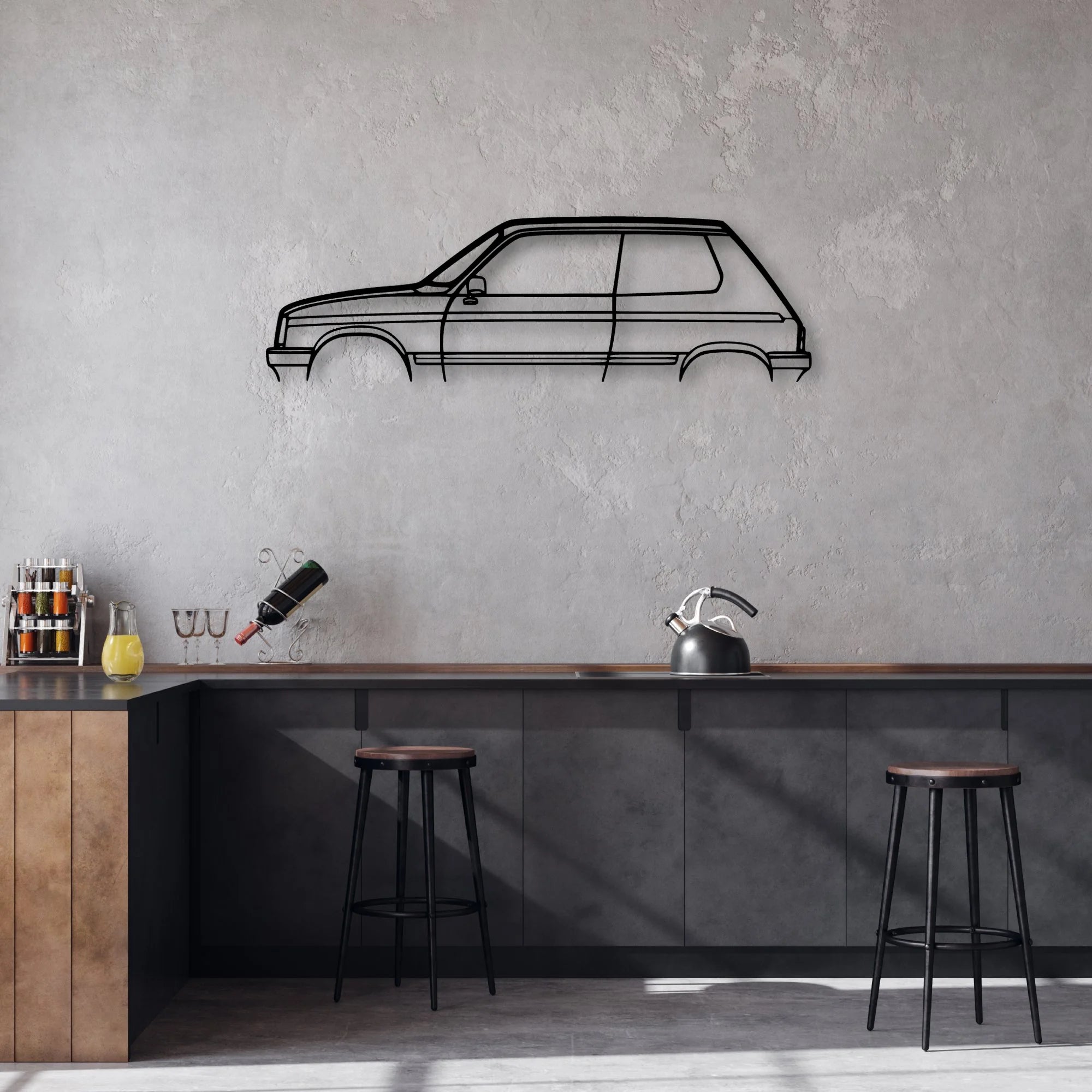 Samba 1982 Classic Silhouette Metal Wall Art - Automotive Garage Decor