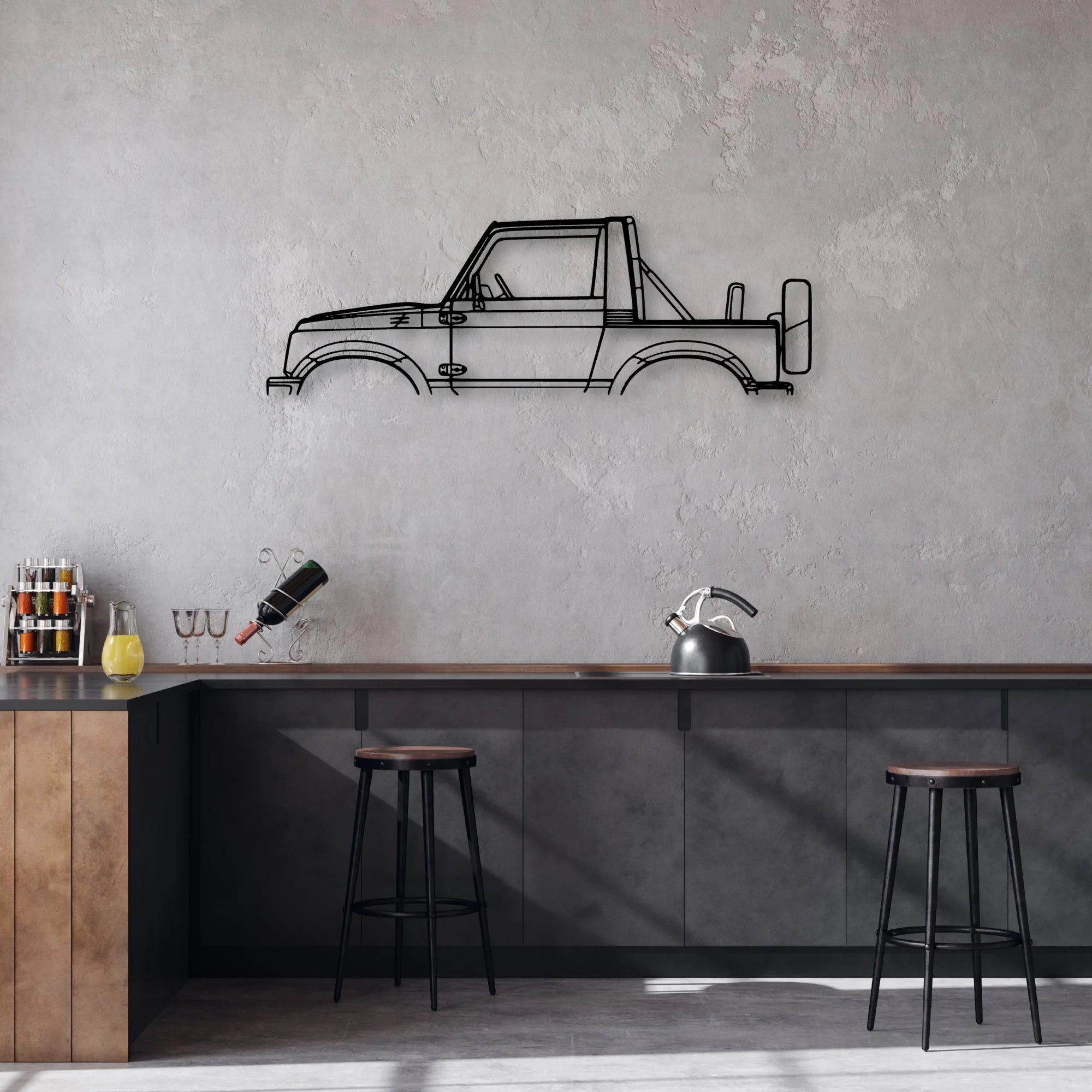 Samurai 1988 Classic Silhouette Metal Wall Art - Automotive Garage Decor