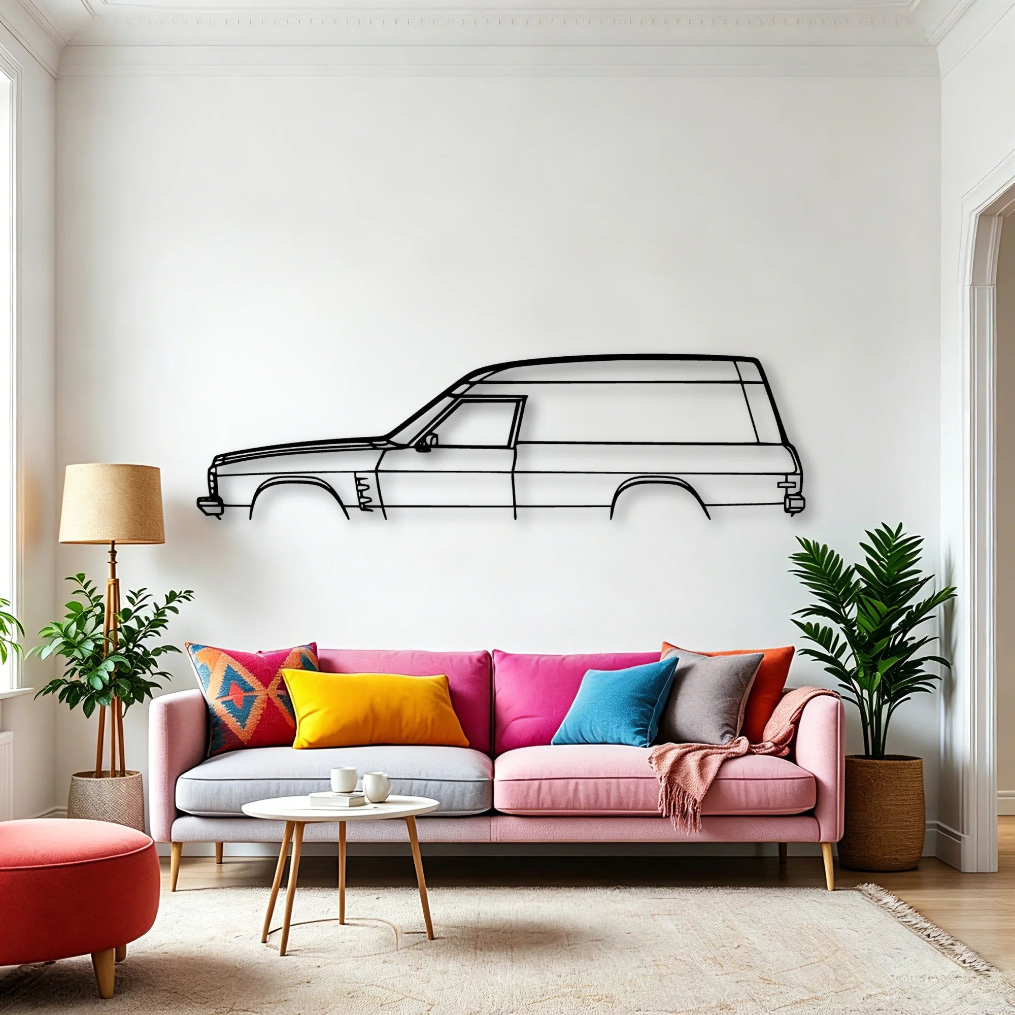 Sandman Panelvan 1975 Classic Silhouette Metal Wall Art - Automotive Garage Decor
