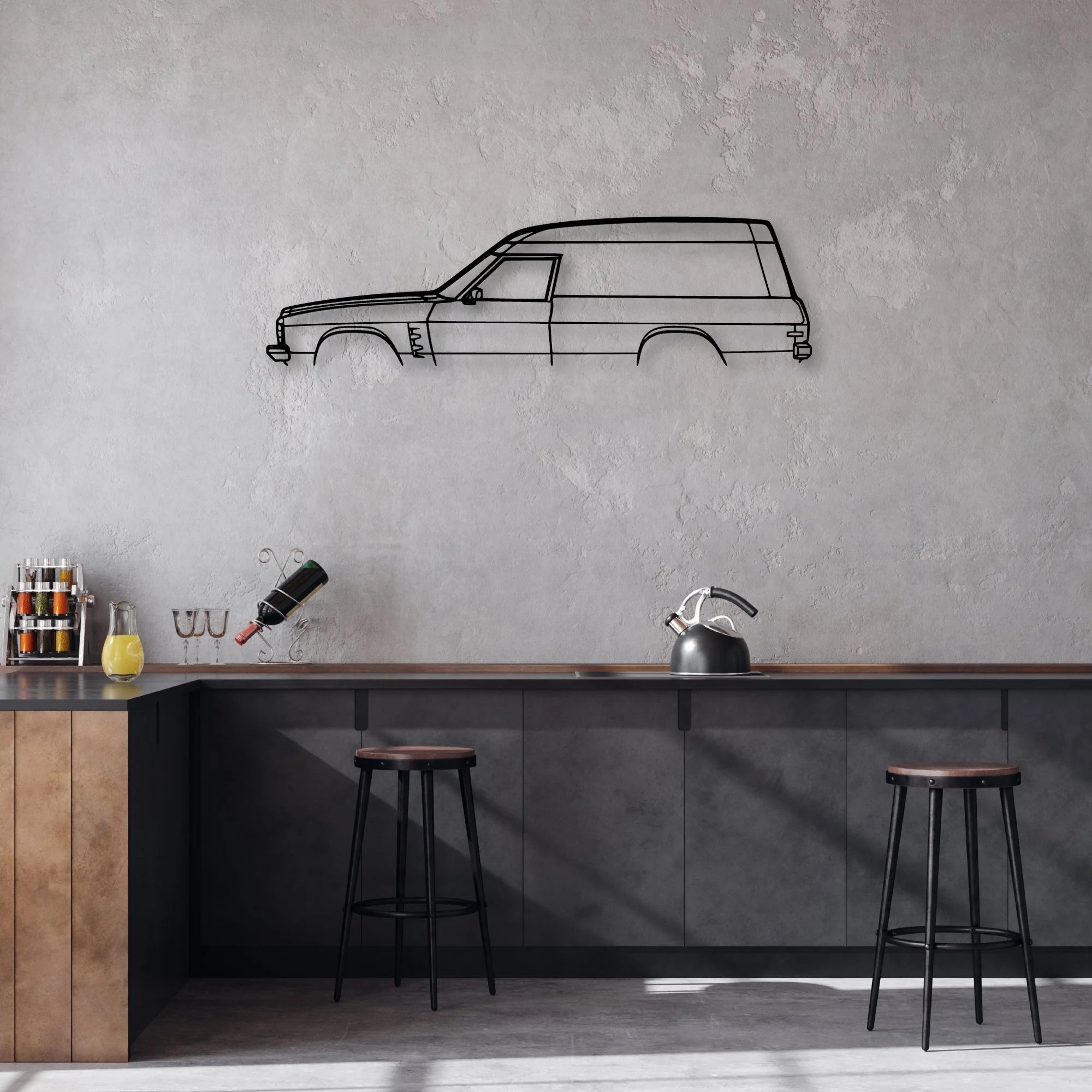 Sandman Panelvan 1975 Classic Silhouette Metal Wall Art - Automotive Garage Decor